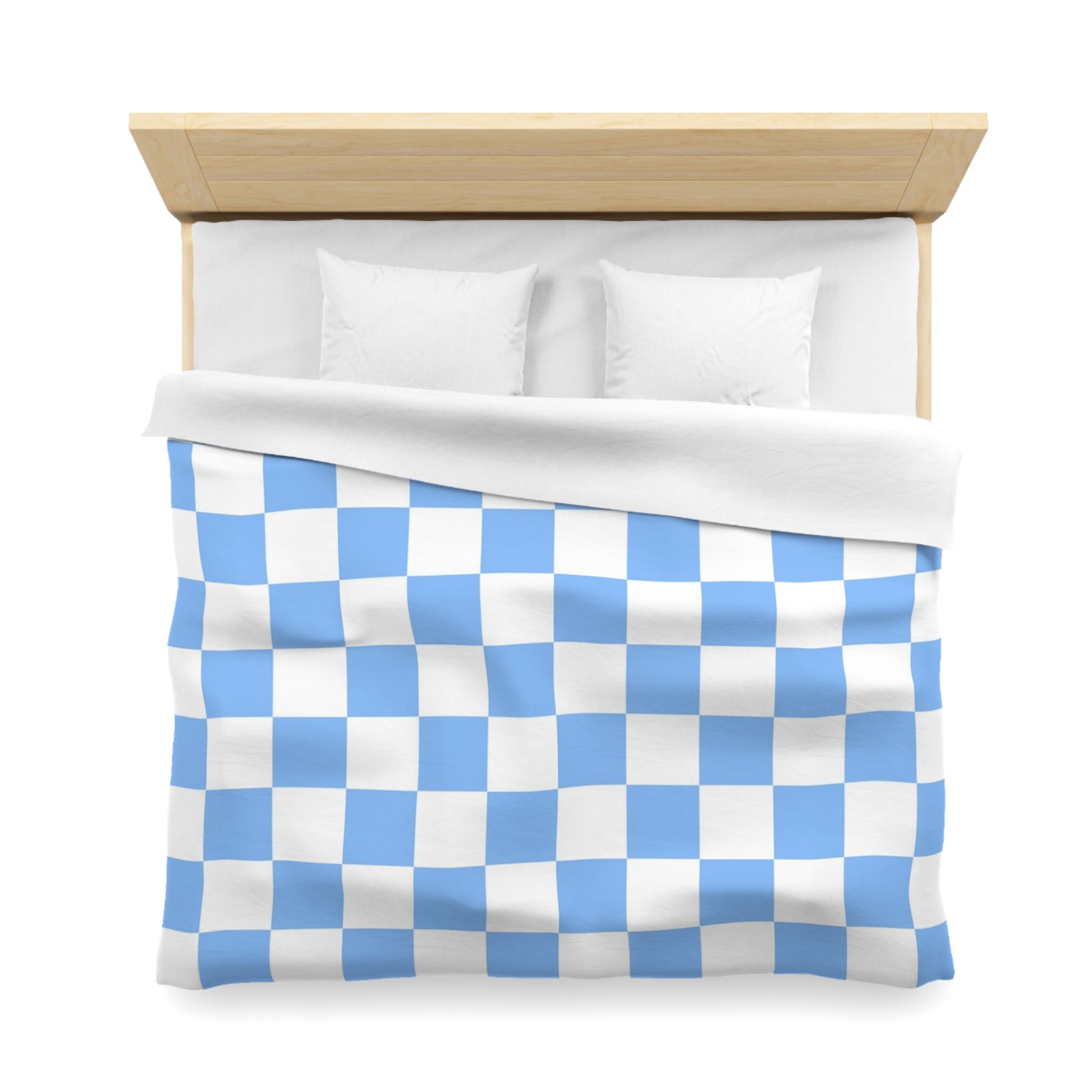 Checkerboard White and Light Blue Microfiber Duvet Cover, Artsulli - Art is Long, Life is Short, Home Decor, , , , , , , 
