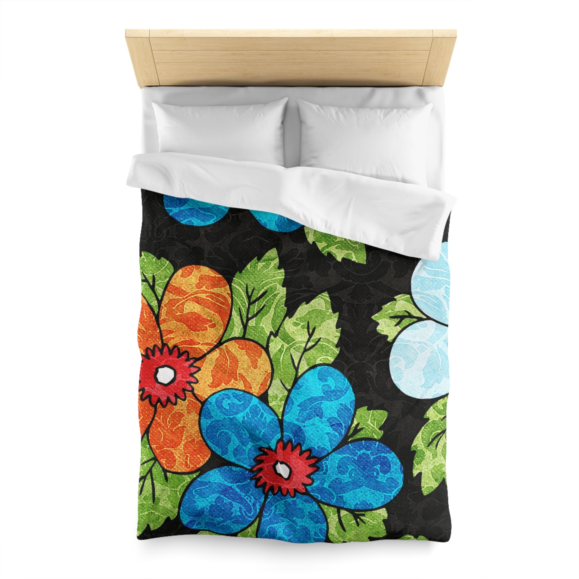 Groovy Black Floral Kl Microfiber Duvet Cover, Artsulli - Art is Long, Life is Short, Home Decor, , , , , , , 
