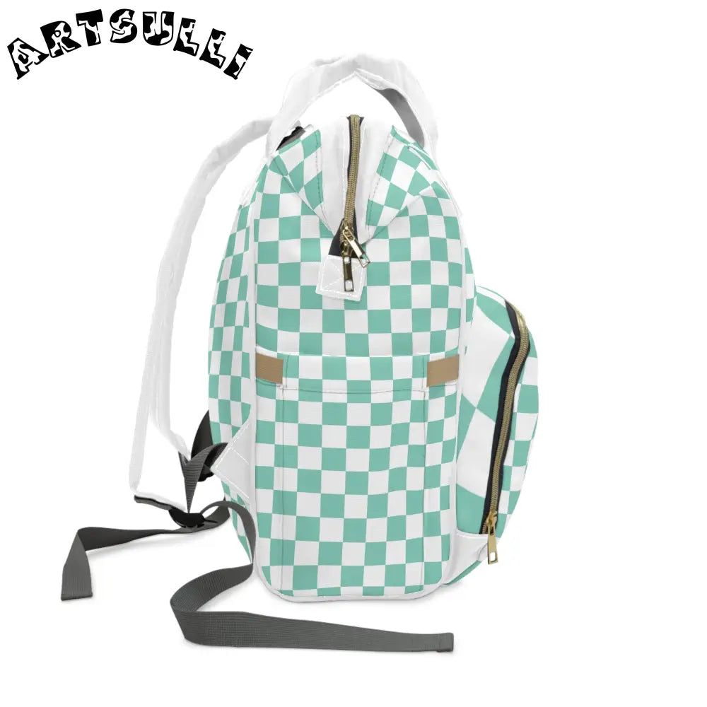 JAKKOUTTHEBXX Checkerboard Black and Blue Multifunctional Diaper