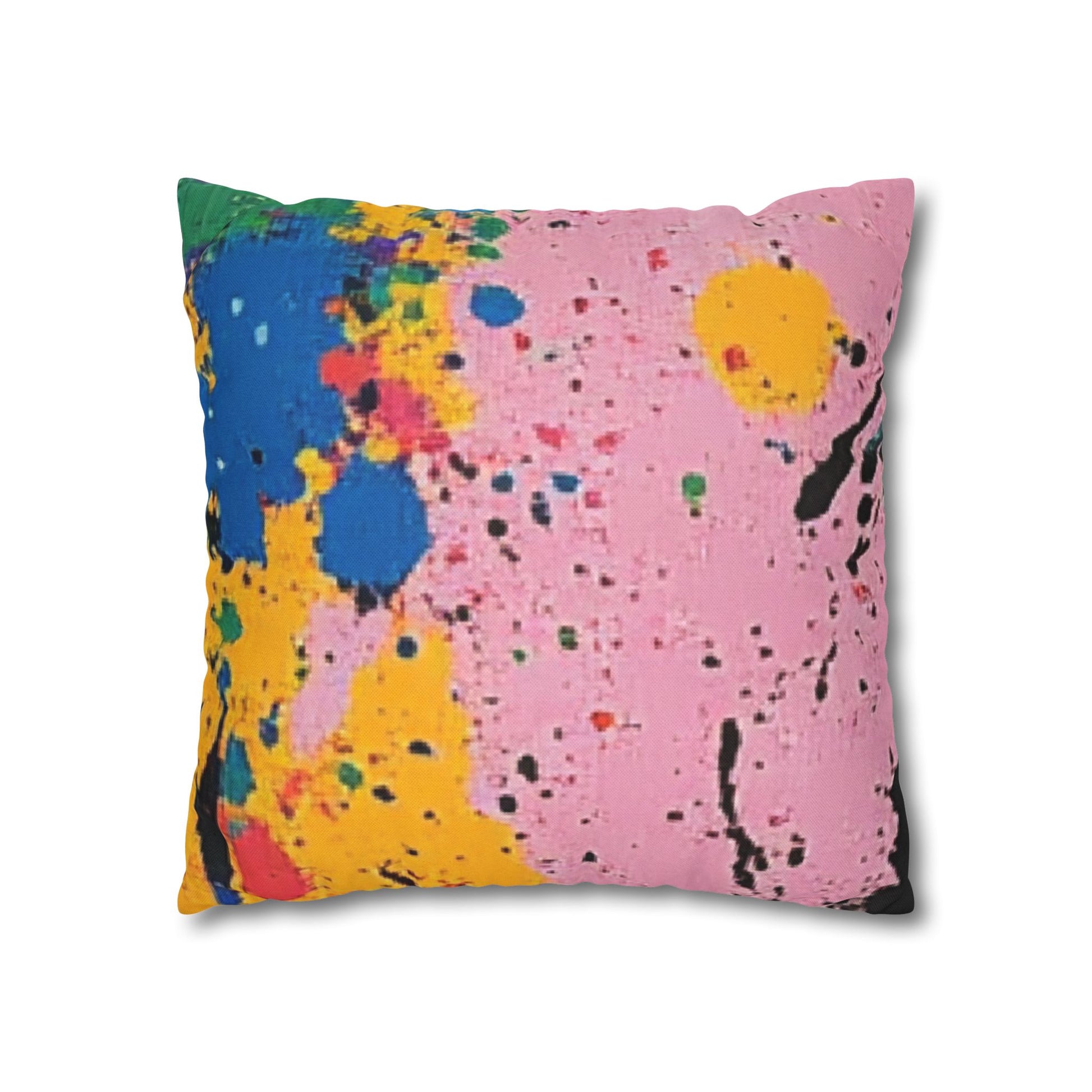 The Colors Of Paint Splatter Spun Polyester Square Pillowcase, Artsulli - Art is Long, Life is Short, Home Decor, , , , , , , 