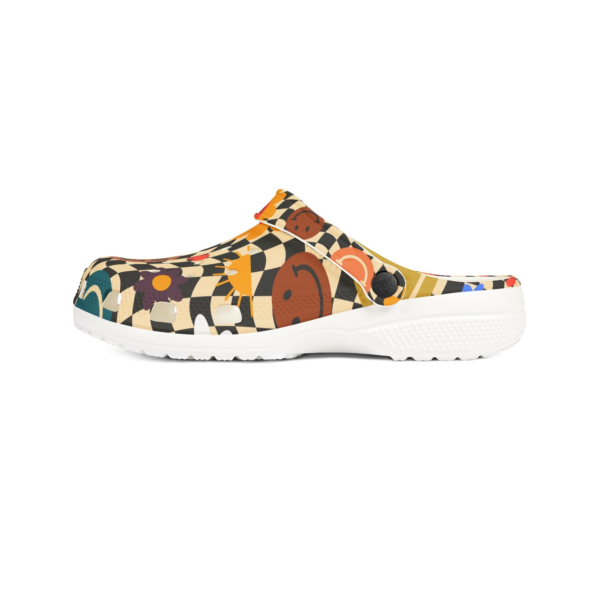 Trippy x Wavy Checkerboard x Smiley Face x Rainbow x Flowers Multi-Color EVA Foam Rubber Shoes (AOP), Artsulli - Art is Long, Life is Short, Shoes, , , , , , , 