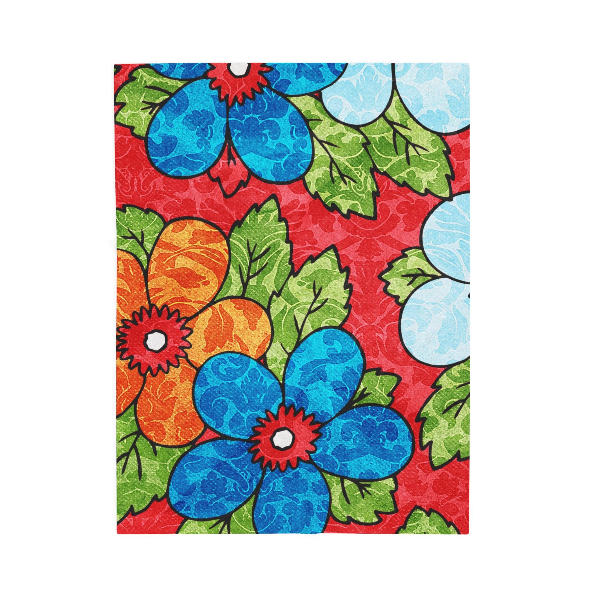 Groovy Red Floral Kl Velveteen Plush Blanket, Artsulli - Art is Long, Life is Short, All Over Prints, Size, 30" × 40", , , , , 15362044746403693097