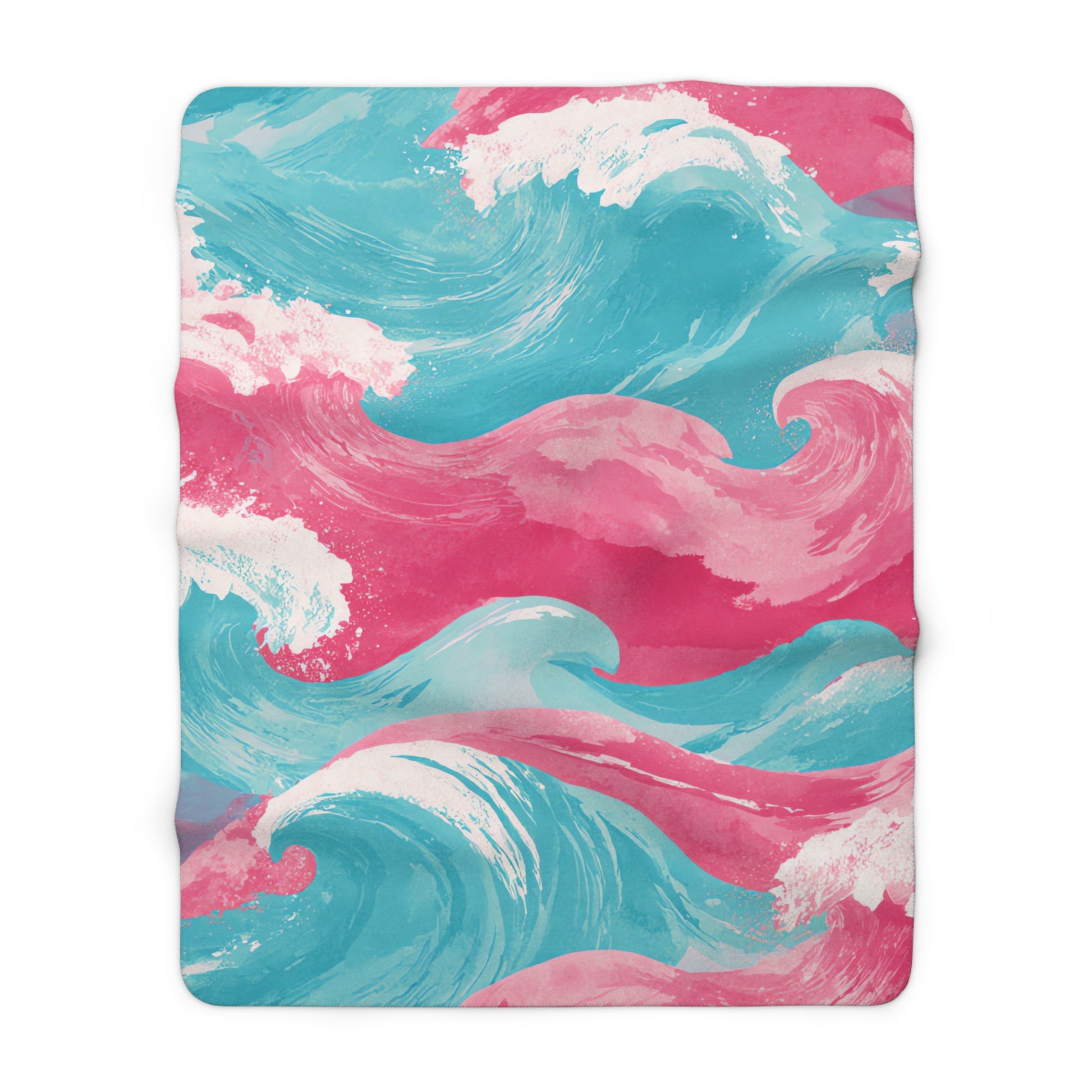The Great Pastelwave Pink and Blue Sherpa Fleece Blanket, Artsulli - Art is Long, Life is Short, Home Decor, Size, 60" × 80", , , , , 50945511367681830643