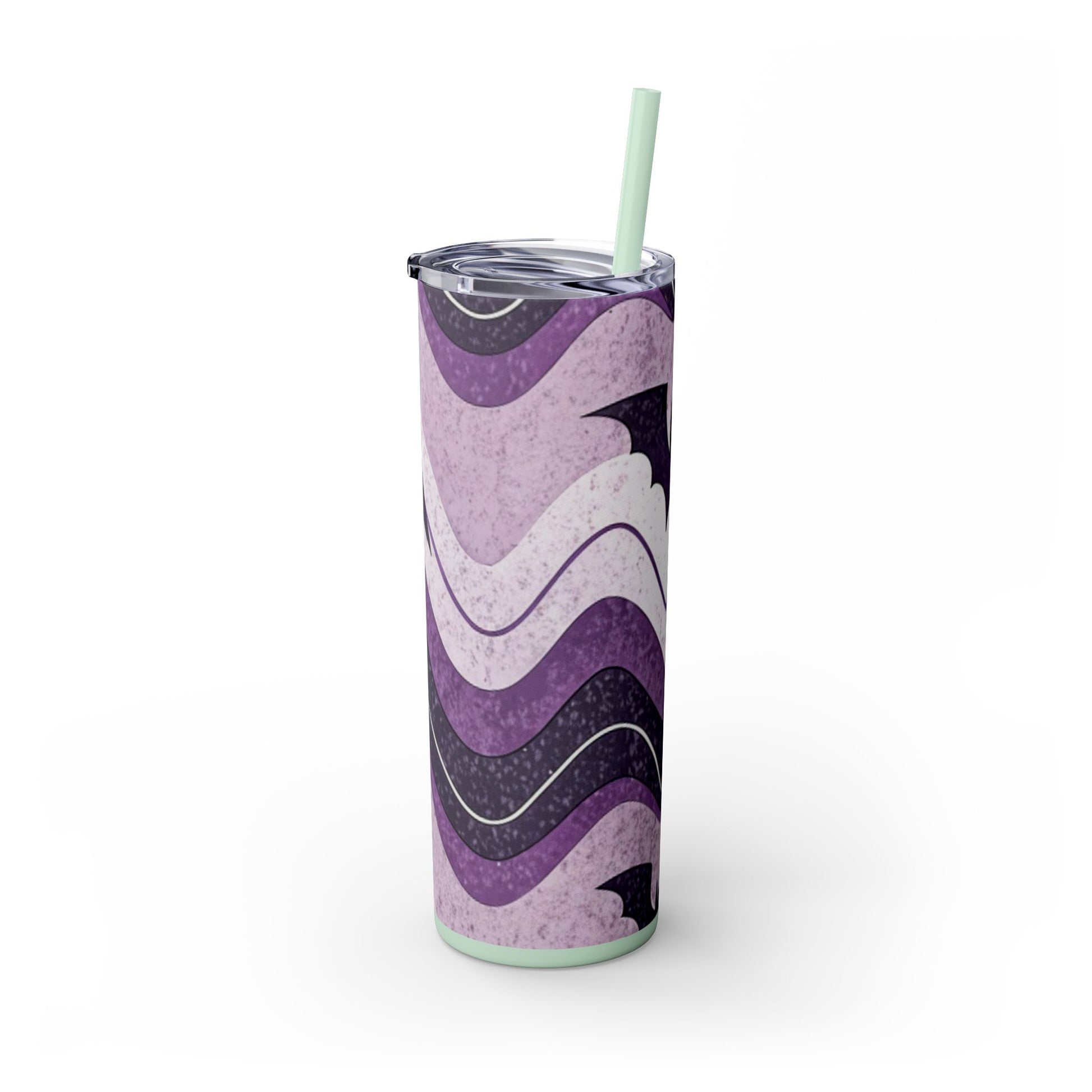 Bat Wave Skinny Tumbler with Straw, 20oz, Artsulli - Art is Long, Life is Short, Mug, , , , , , , 