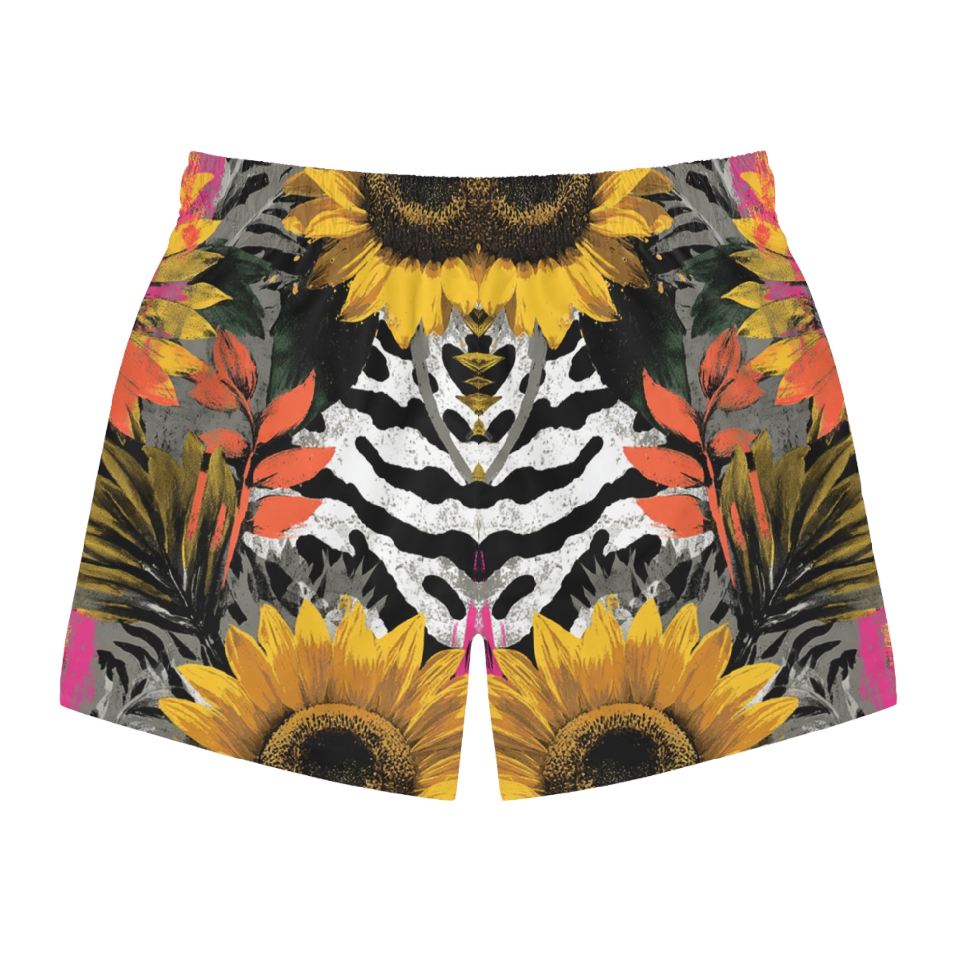 Zebra Stripes x Sunflowers Multi-Color Swim Trunks (AOP), Artsulli - Art is Long, Life is Short, All Over Prints, , , , , , , 