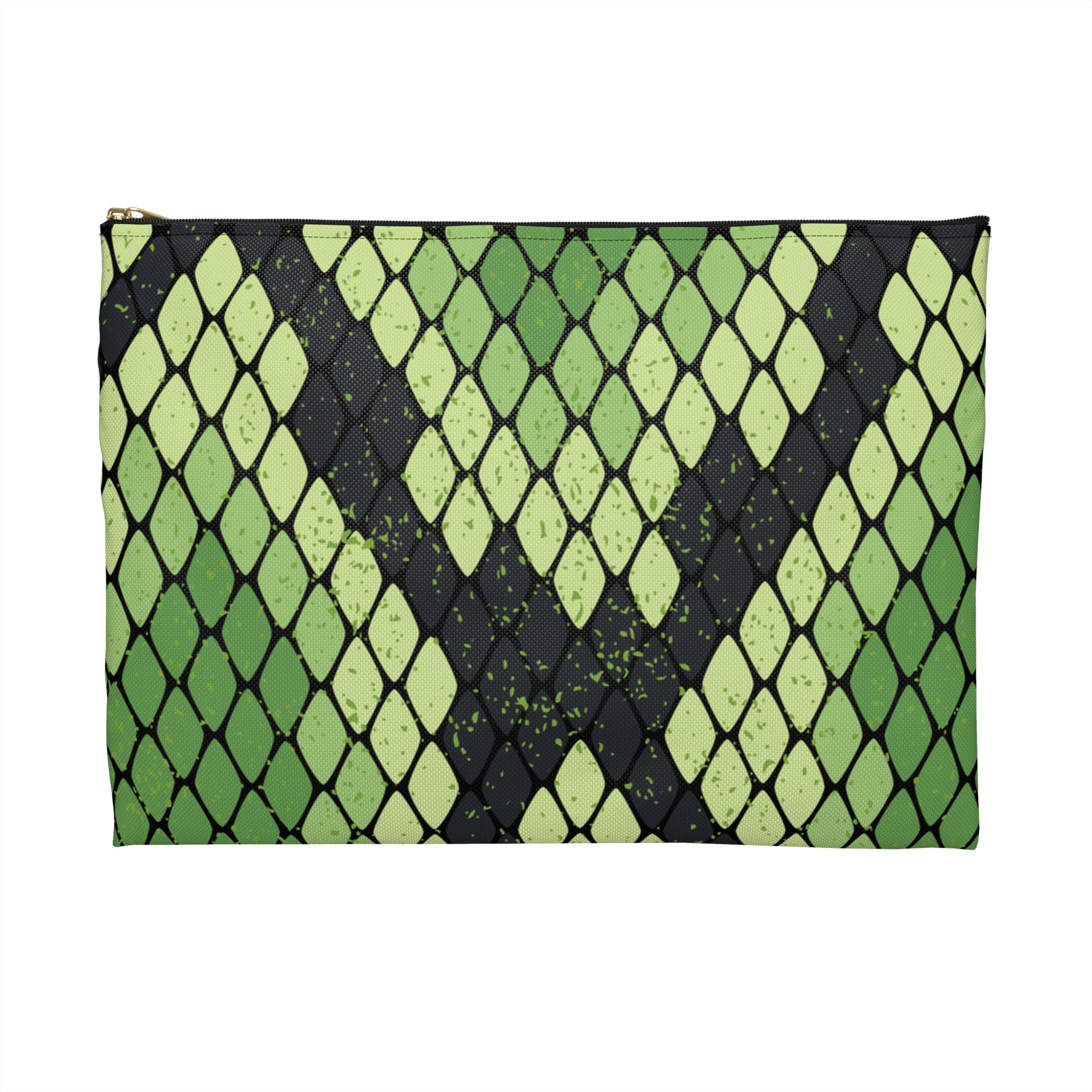 Snake Skin Green and Black Accessory Pouch, Artsulli - Art is Long, Life is Short, Bags, , , , , , , 