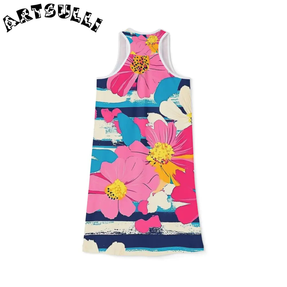 JAKKOUTTHEBXX Dayglo Floral Stripes Multi-Color Women’s Racerback