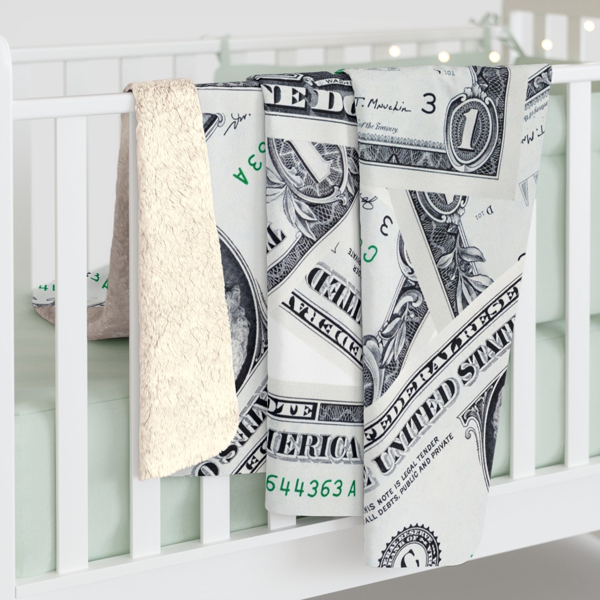 Money Collage Sherpa Fleece Blanket, Artsulli - Art is Long, Life is Short, Home Decor, , , , , , , 