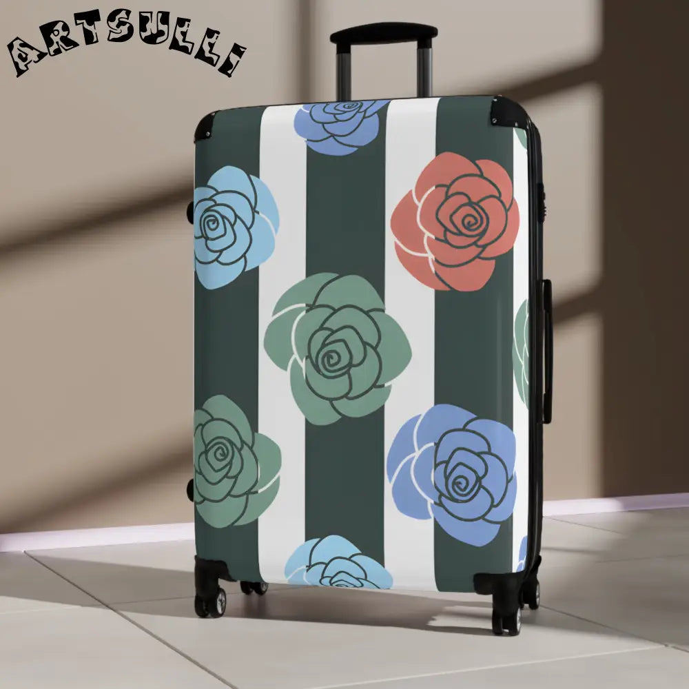 JAKKOUTTHEBXX Stripes x Roses Black and White Suitcase JAKKOUTTHEBXX
