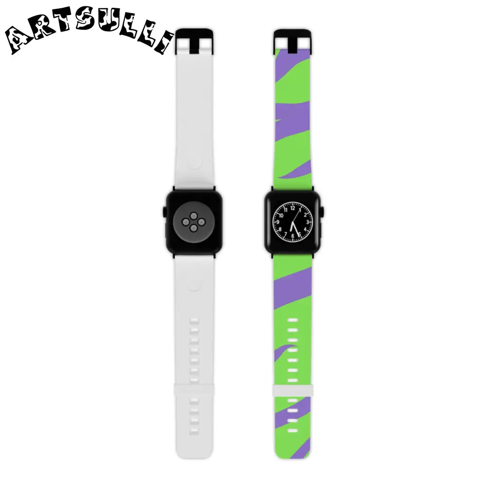 JAKKOUTTHEBXX Tyrannosaurus Print Green and Purple Watch Band