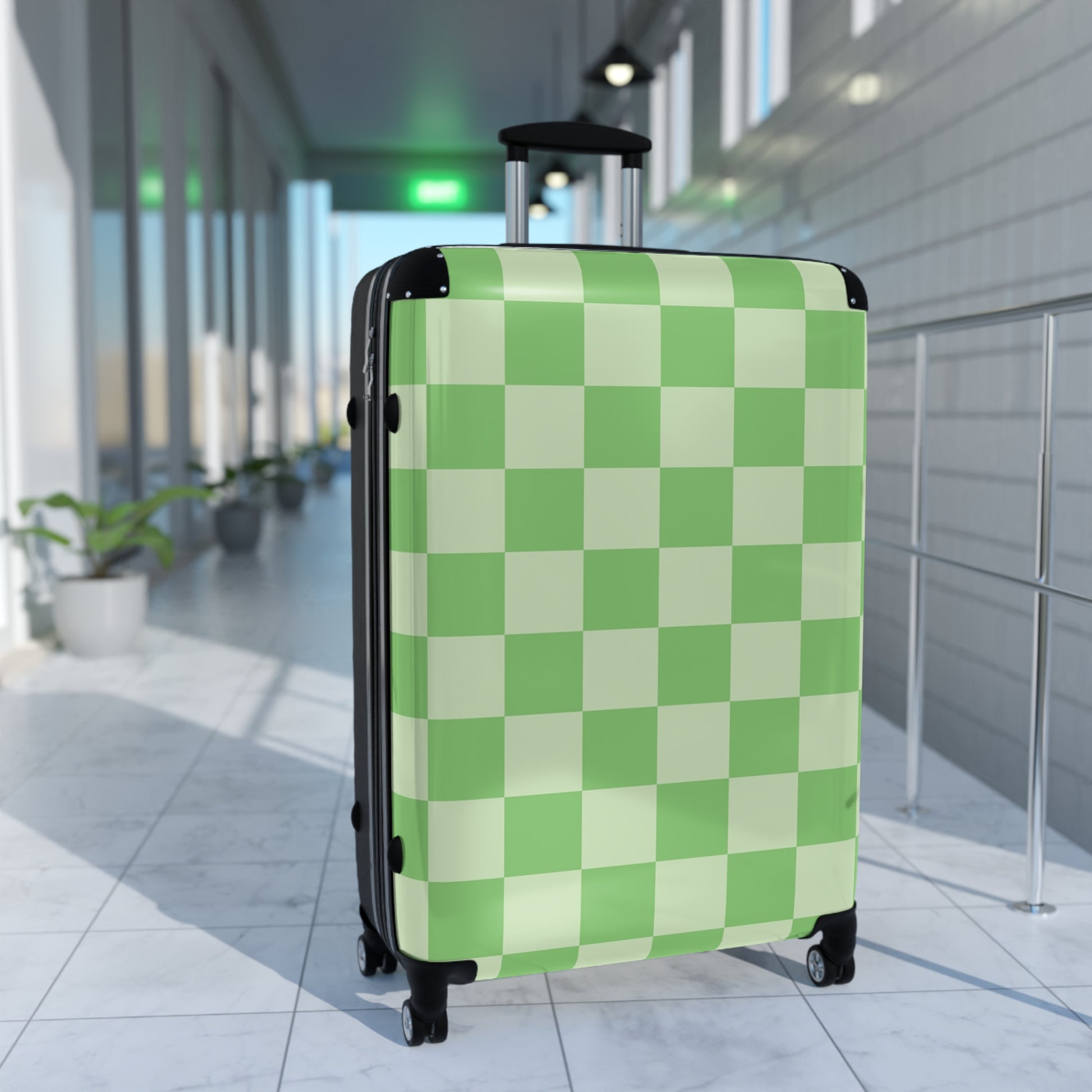 Checkerboard Green Suitcase, Artsulli - Art is Long, Life is Short, Bags, , , , , , , 