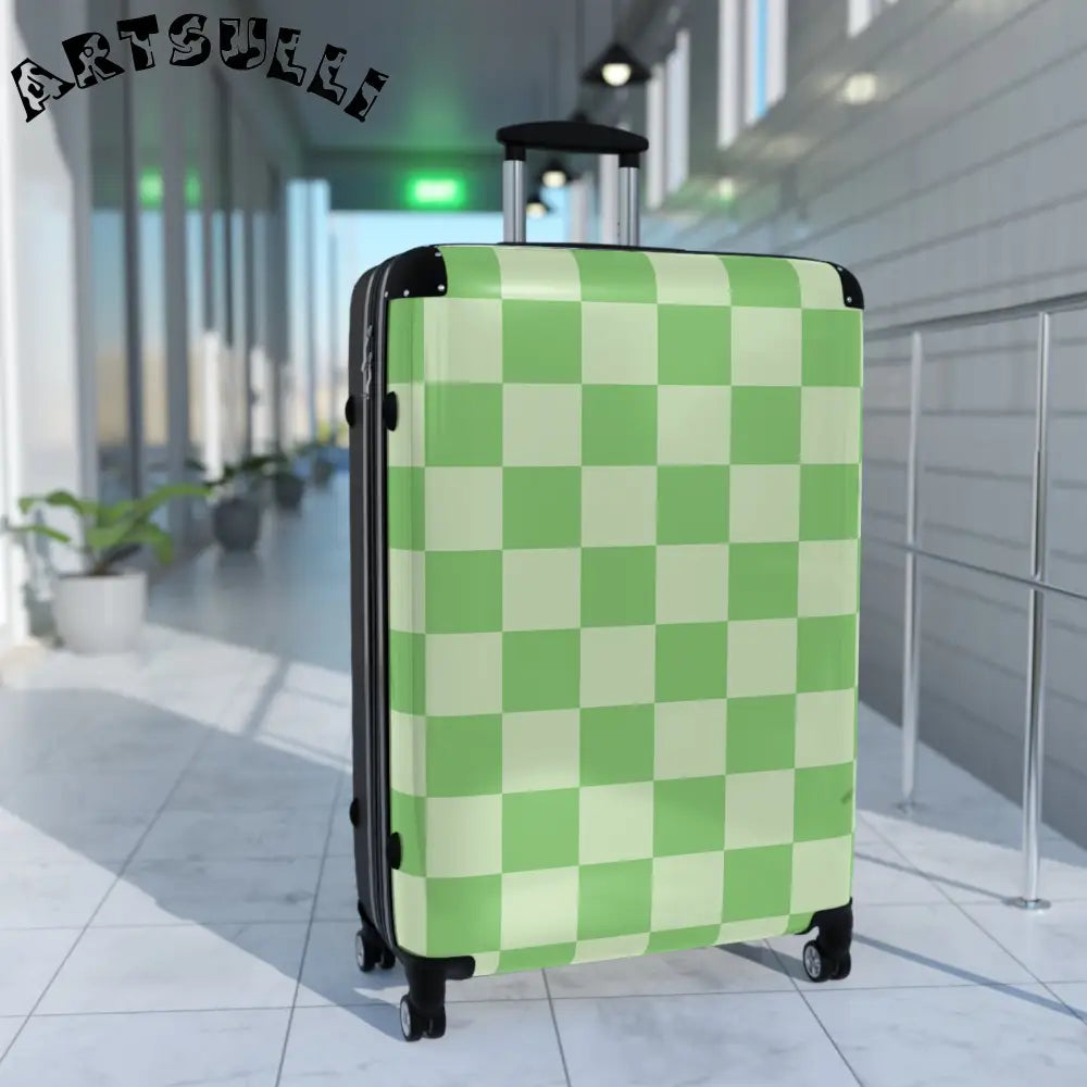 JAKKOUTTHEBXX Checkerboard Green Suitcase JAKKOUTTHEBXX Artsulli