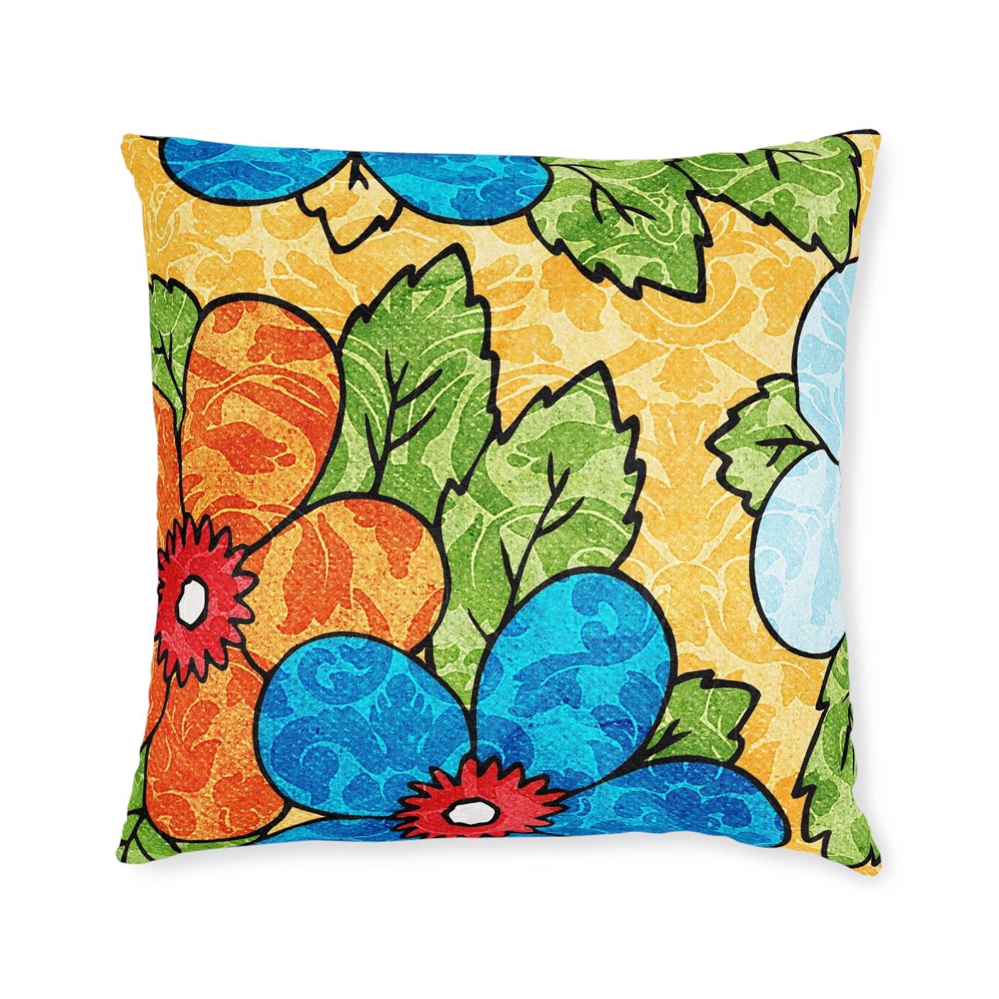 Groovy Yellow Floral Kl Square Pillow, Artsulli - Art is Long, Life is Short, Home Decor, Size, 22" × 22", , , , , 12629406270255540571