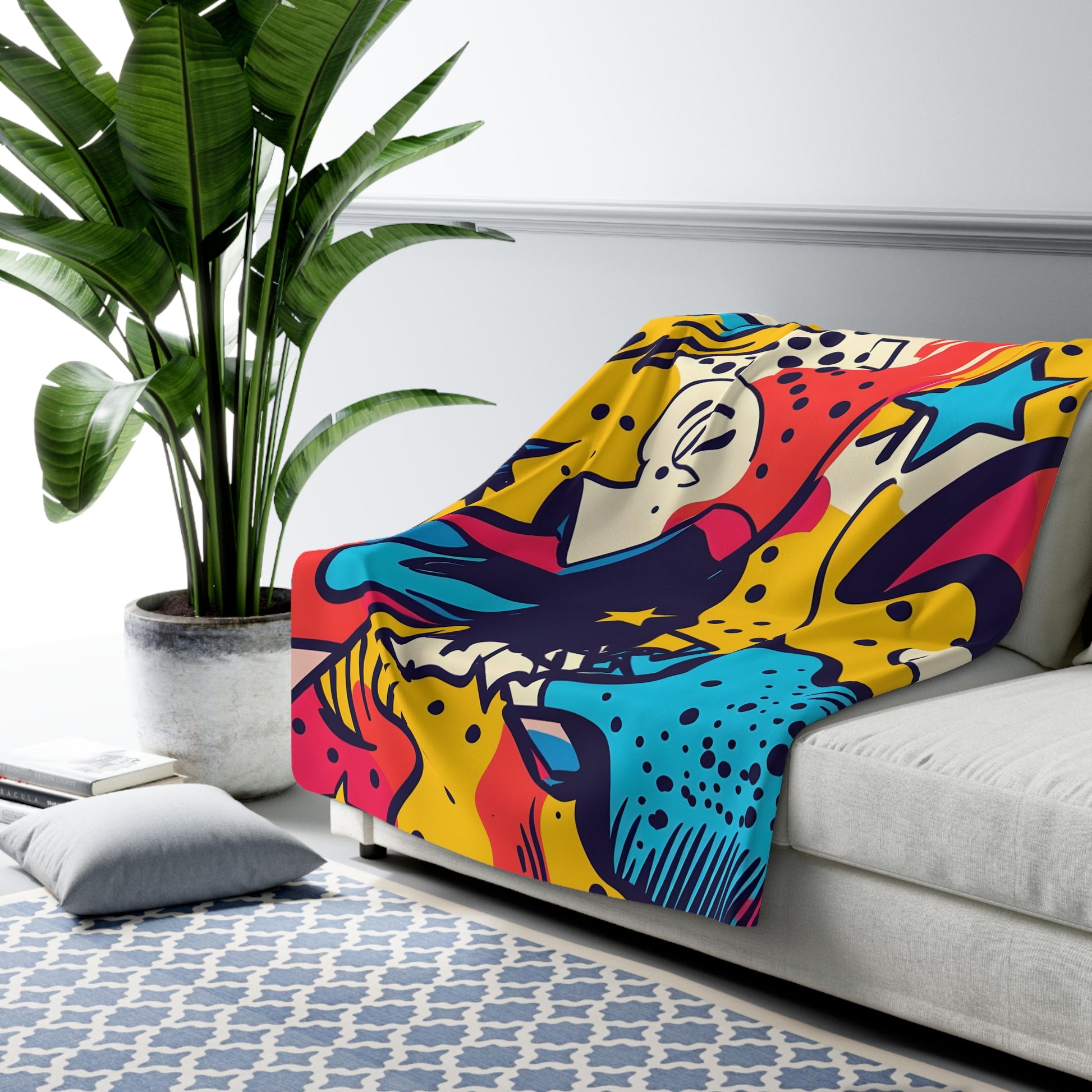 Comic x Pop Art Sherpa Fleece Blanket, Artsulli - Art is Long, Life is Short, Home Decor, , , , , , , 