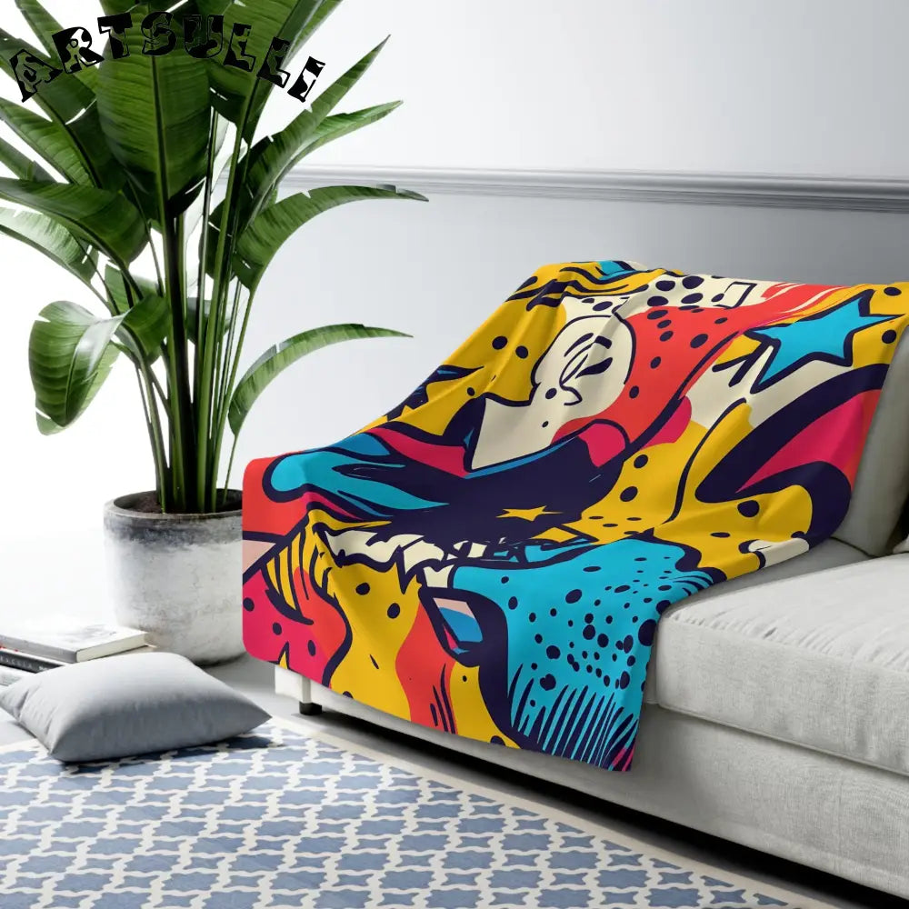 JAKKOUTTHEBXX Comic x Pop Art Sherpa Fleece Blanket JAKKOUTTHEBXX