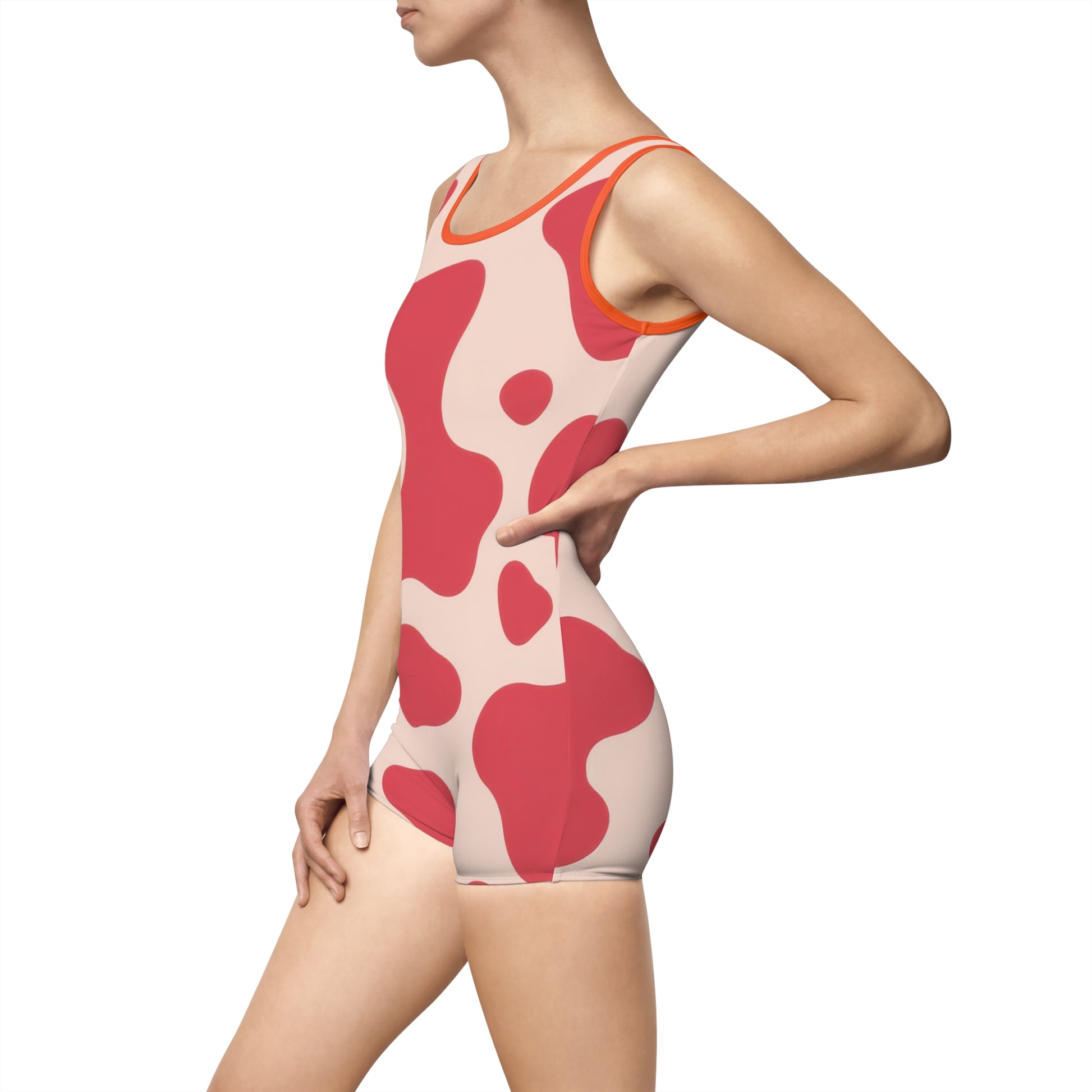 Red Jungle Cow Women's Vintage Swimsuit (AOP), Artsulli - Art is Long, Life is Short, All Over Prints, , , , , , , 