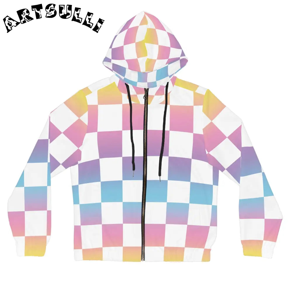 JAKKOUTTHEBXX Vaporwave Check II Women’s Full-Zip Hoodie (AOP)