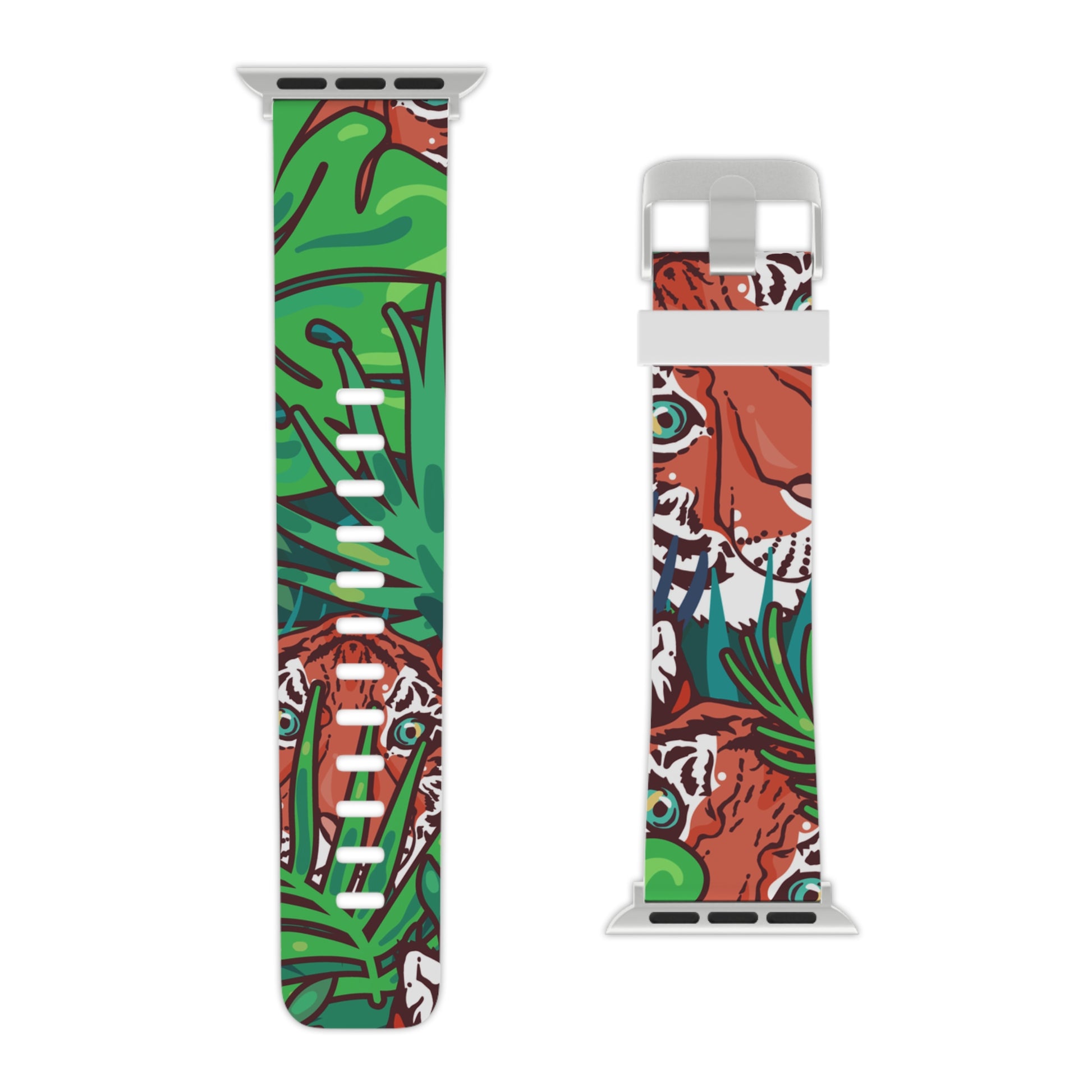 Tropical Jungle Tigers Blue and Green Saturated Jungle Tiger 8K Watch Band for Apple Watch, Artsulli - Art is Long, Life is Short, Accessories, , , , , , , 