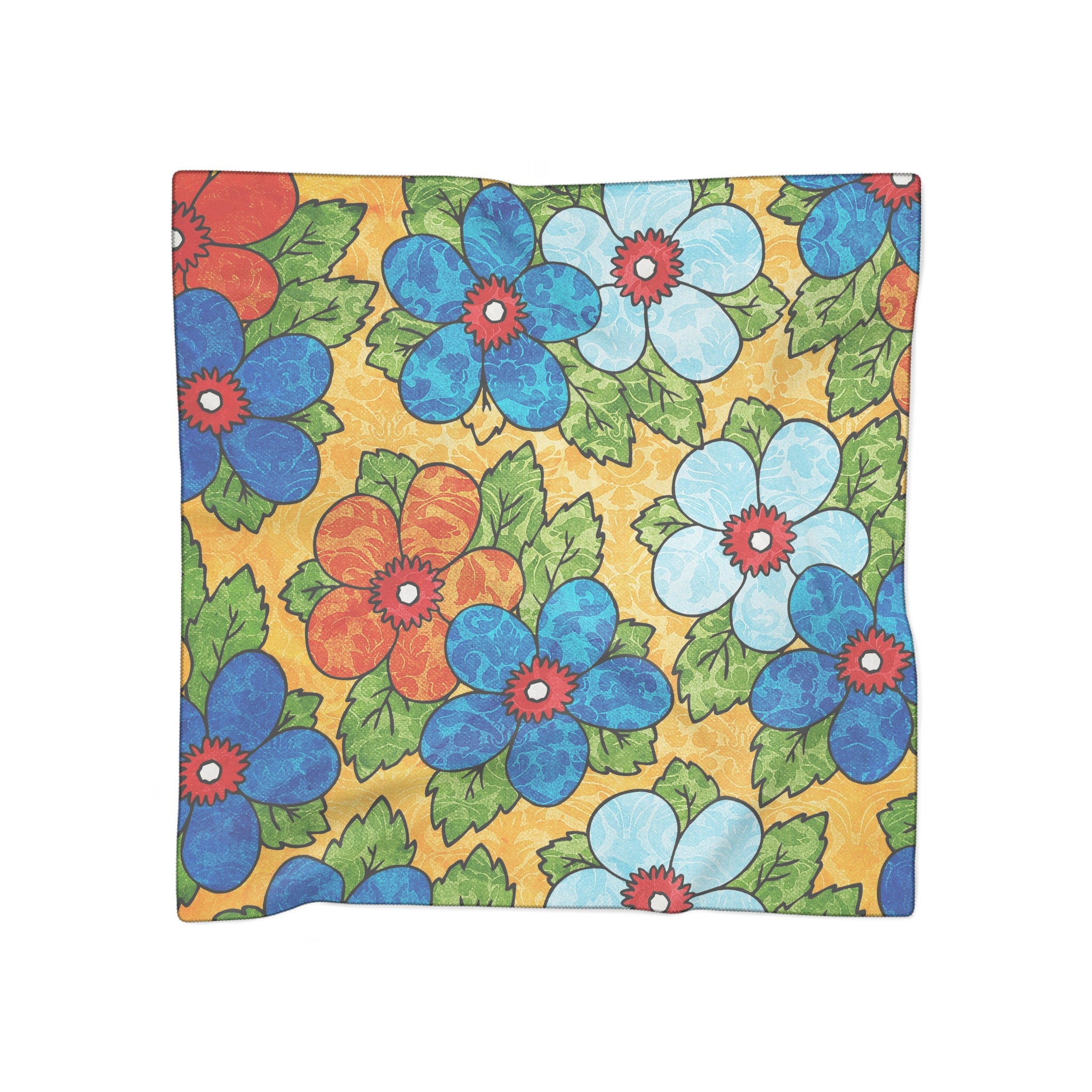 Groovy Yellow Floral Kl Poly Scarf, Artsulli - Art is Long, Life is Short, Accessories, Color, Poly voile, Size, 25" × 25", , , 32813348123030764895