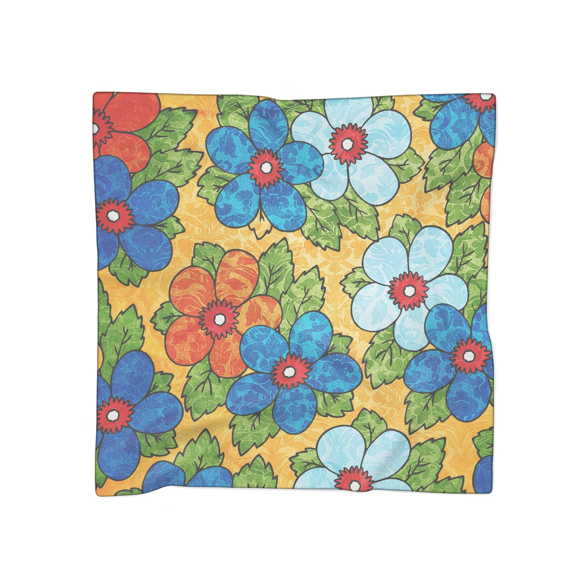 Groovy Yellow Floral Kl Poly Scarf, Artsulli - Art is Long, Life is Short, Accessories, Color, Poly chiffon, Size, 25" × 25", , , 32057945965249359692