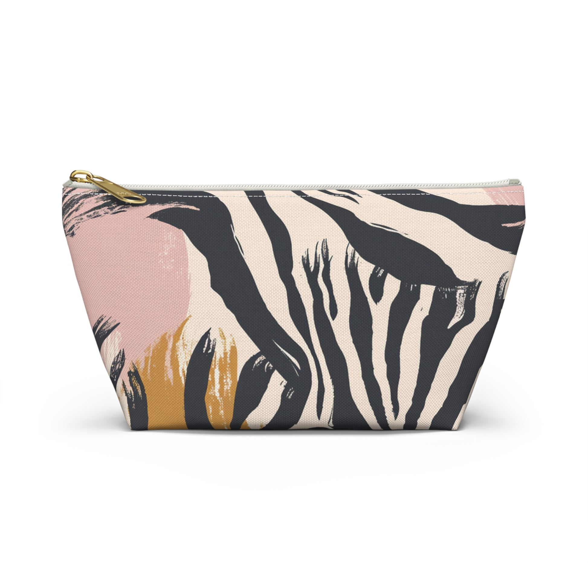 Zebra Brush Strokes Accessory Pouch w T-bottom, Artsulli - Art is Long, Life is Short, Bags, Size, Small, Color, White zipper, , , 17509124749266