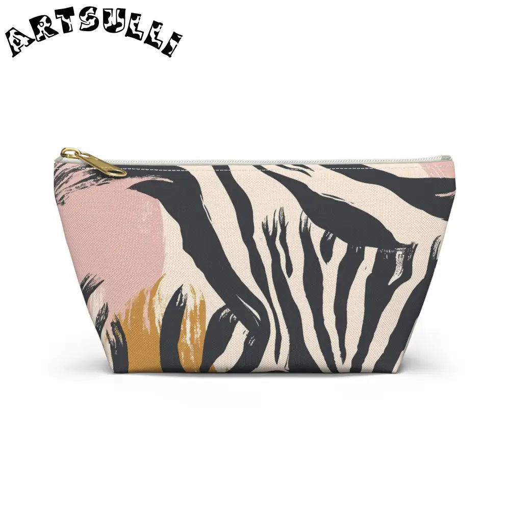 JAKKOUTTHEBXX Zebra Stripe And Brushstroke Cosmetic Pouch In Pink