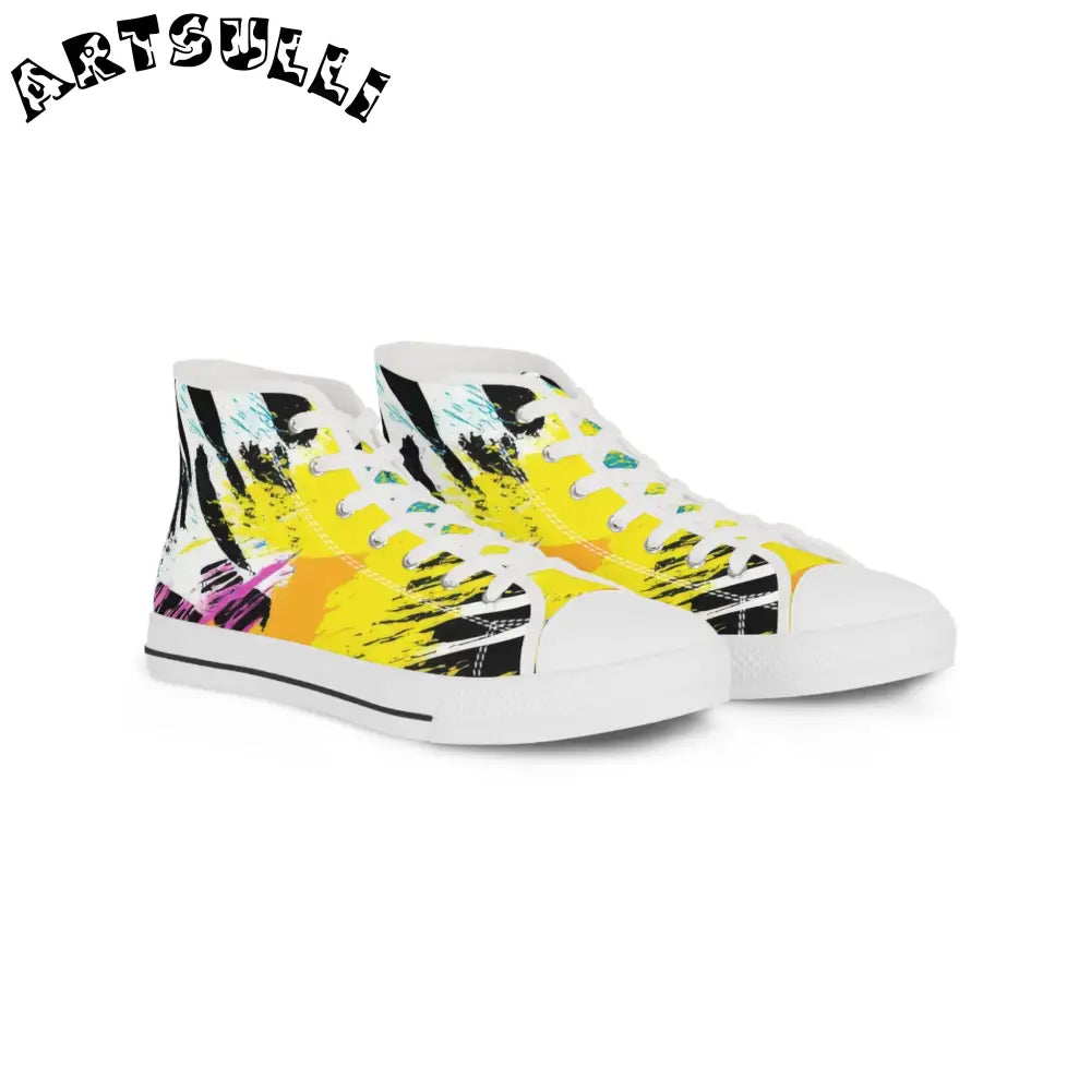 Zebra Stripes x Leopard Print x Paint Splatter II Multi-Color Men's High Top Sneakers, Artsulli - Art is Long, Life is Short, Shoes, Size, US 5, Color, White sole, , , 13188566015589335087