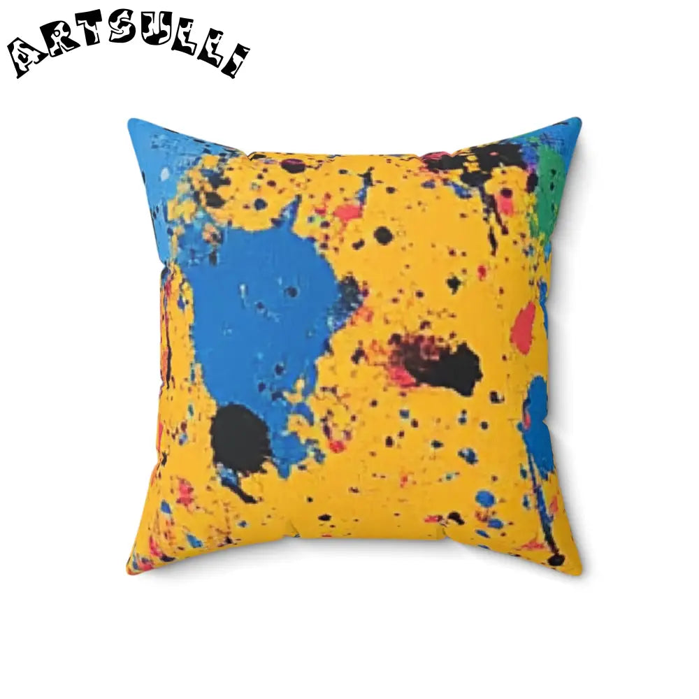 JAKKOUTTHEBXX The Colors Of Paint Splatter Spun Polyester Square