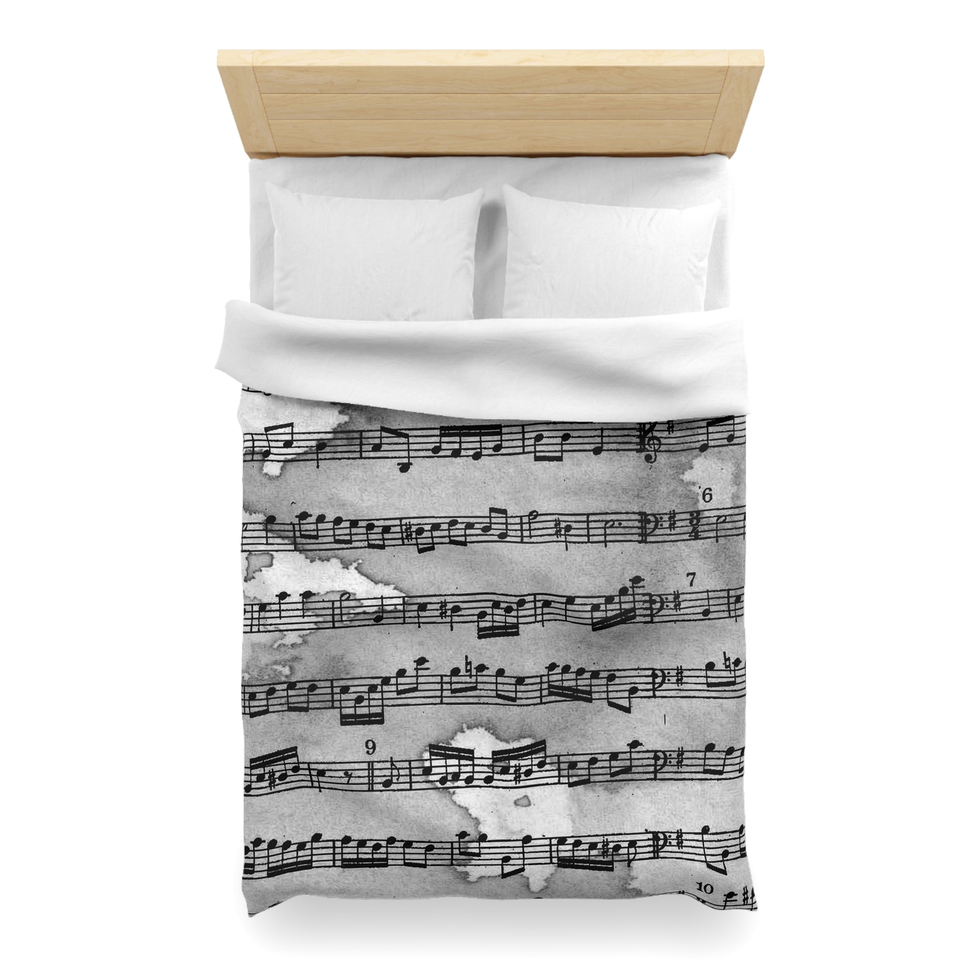 Drip Spill Type Beat Sheet Music Black Microfiber Duvet Cover, Artsulli - Art is Long, Life is Short, Home Decor, , , , , , , 