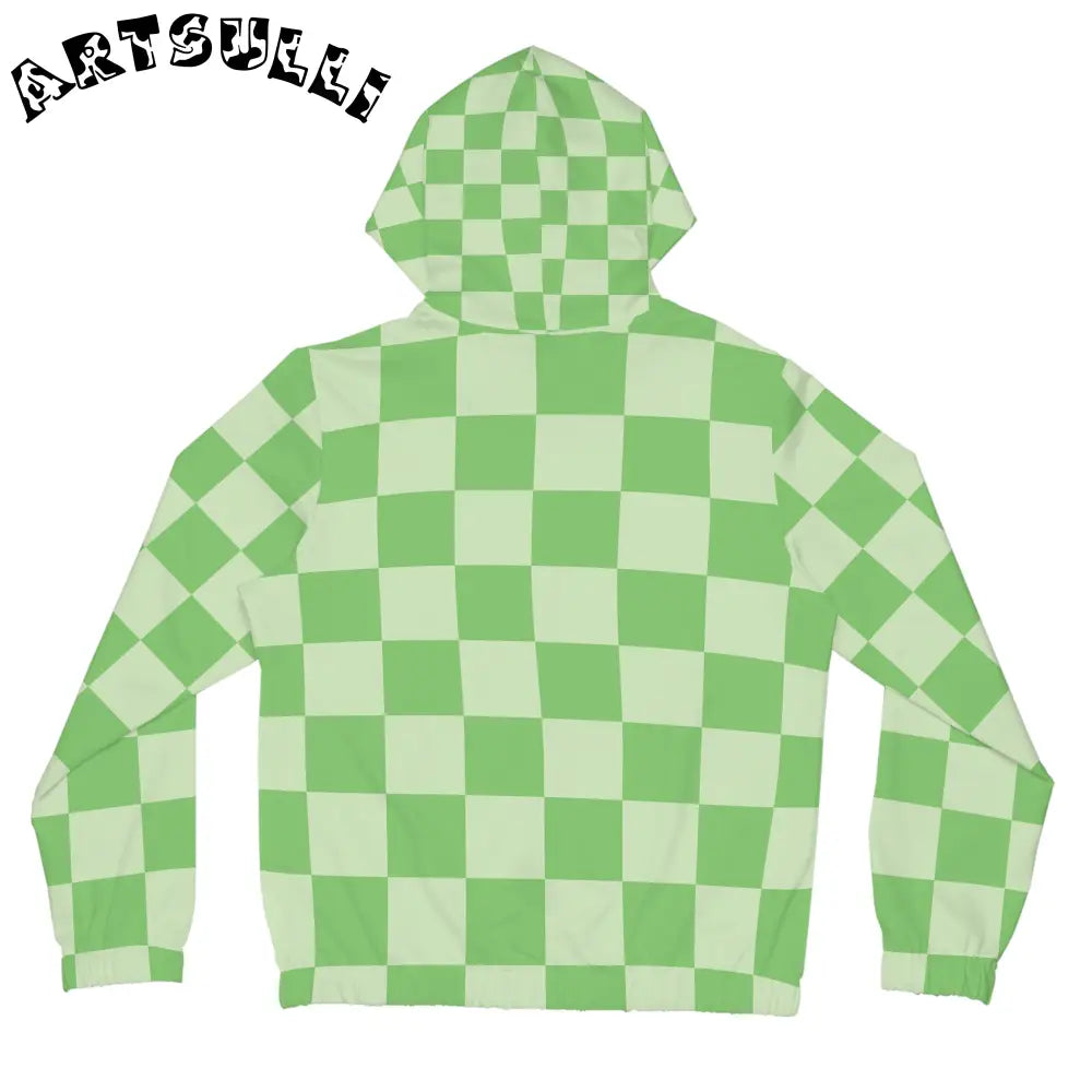 JAKKOUTTHEBXX Checkerboard Green Women’s Full-Zip Hoodie (AOP)