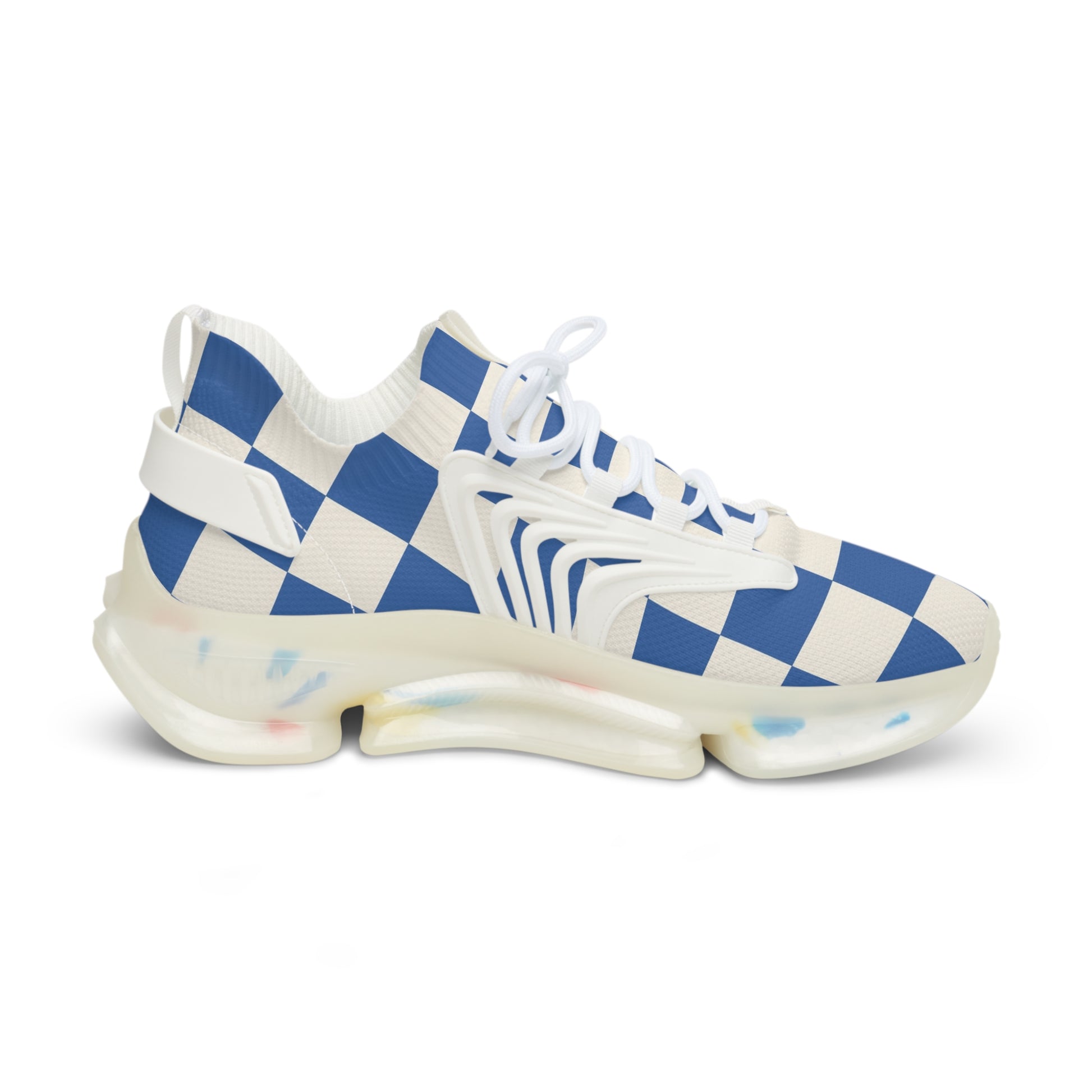 Checkerboard Blue Men's Mesh Sneakers, Artsulli - Art is Long, Life is Short, Shoes, , , , , , , 