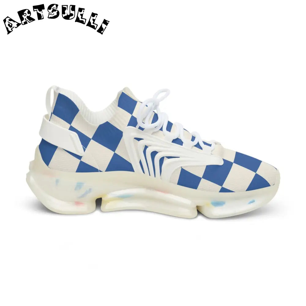JAKKOUTTHEBXX Checkerboard Blue Men’s Mesh Sneakers JAKKOUTTHEBXX