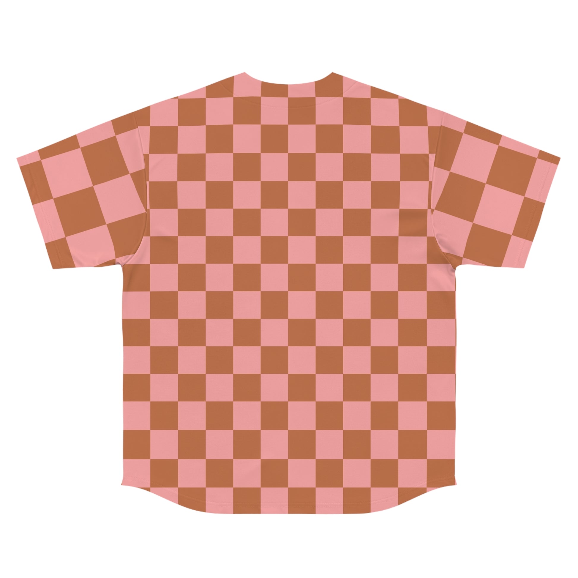 Chessboard II Pink and Brown  Men's Baseball Jersey (AOP), Artsulli - Art is Long, Life is Short, All Over Prints, , , , , , , 