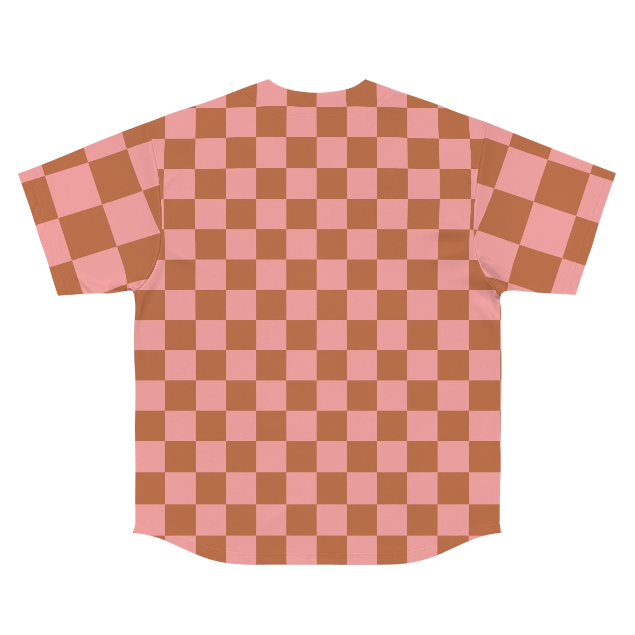 Chessboard II Pink and Brown  Men's Baseball Jersey (AOP), Artsulli - Art is Long, Life is Short, All Over Prints, , , , , , , 