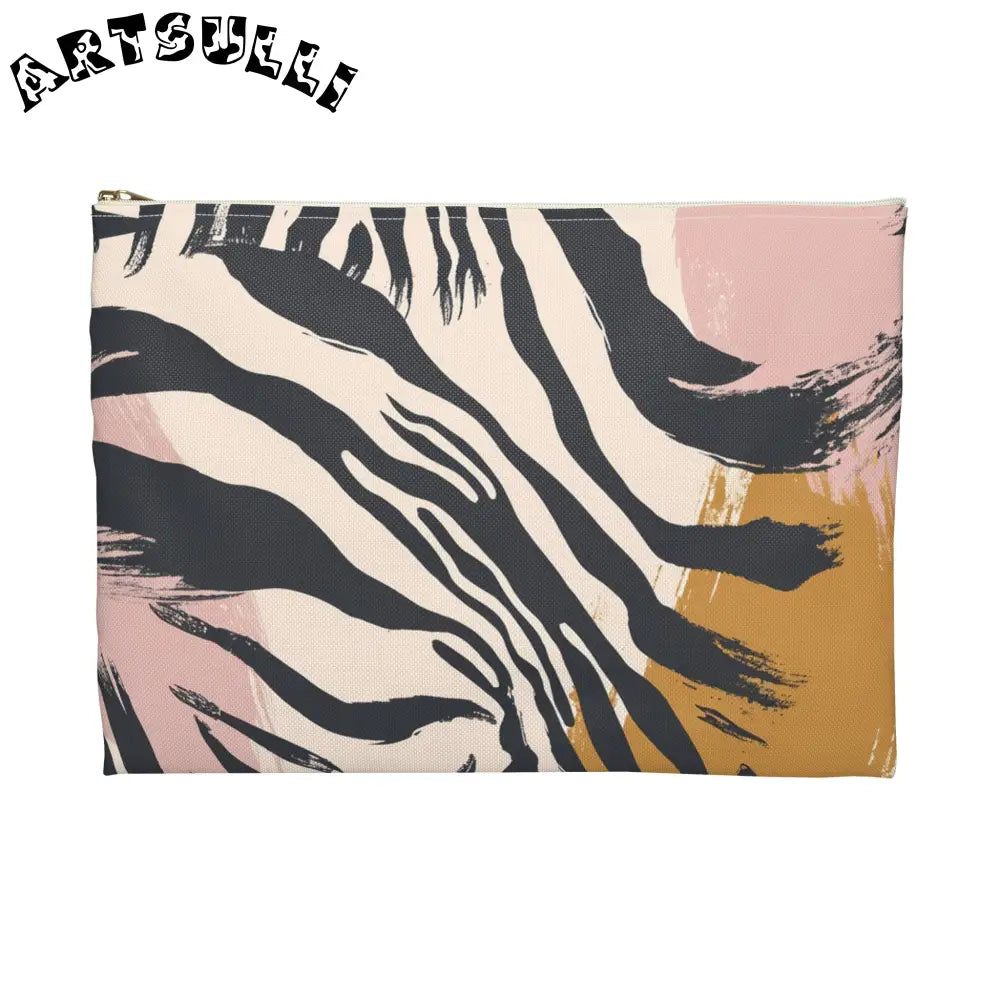 JAKKOUTTHEBXX Abstract Zebra Art Printed Clutch Bag Black Beige Pink
