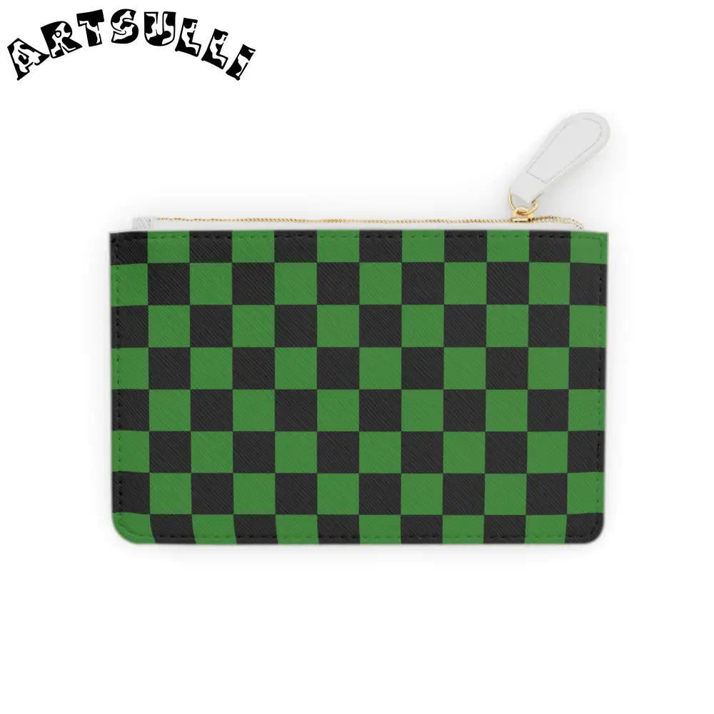 JAKKOUTTHEBXX Checkerboard Green and Black Mini Clutch Bag