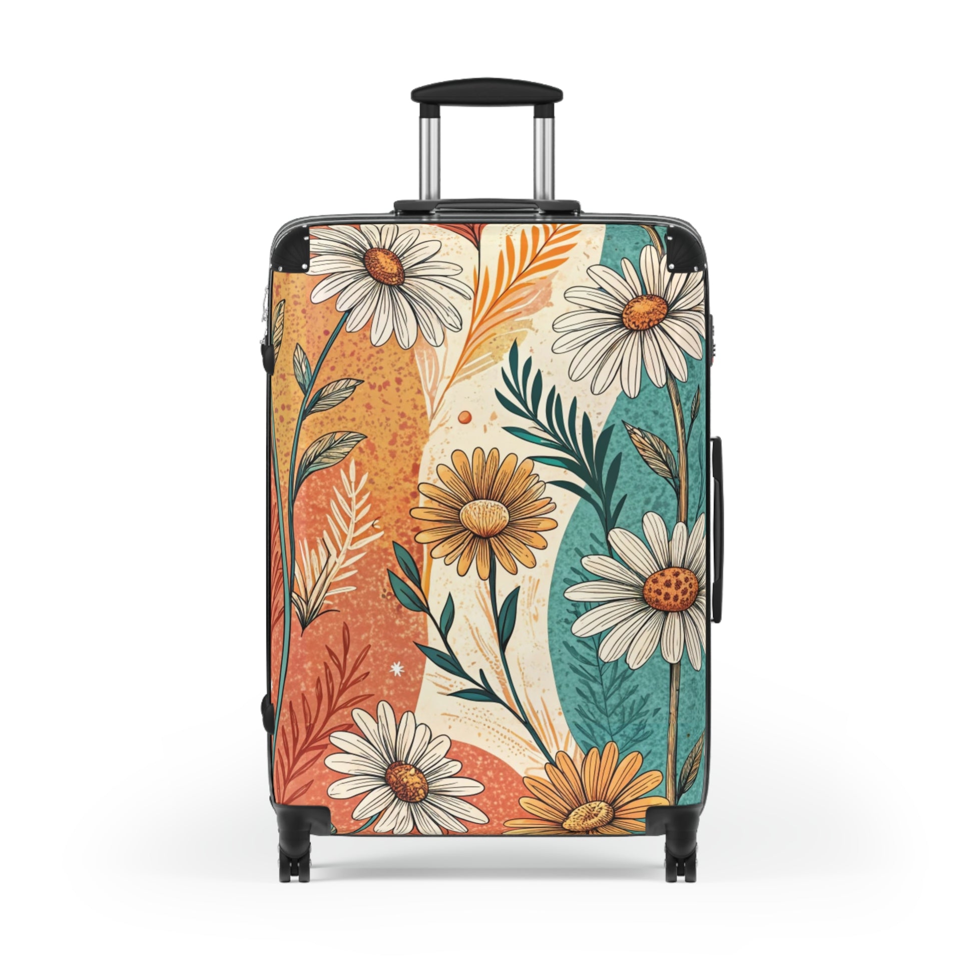 Retro Daisy Dream Suitcase, Artsulli - Art is Long, Life is Short, Bags, Size, Large, Color, Black, , , 27849779893371982968