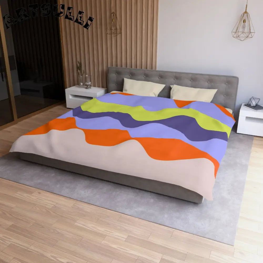 JAKKOUTTHEBXX Waves Red and Blue Microfiber Duvet Cover