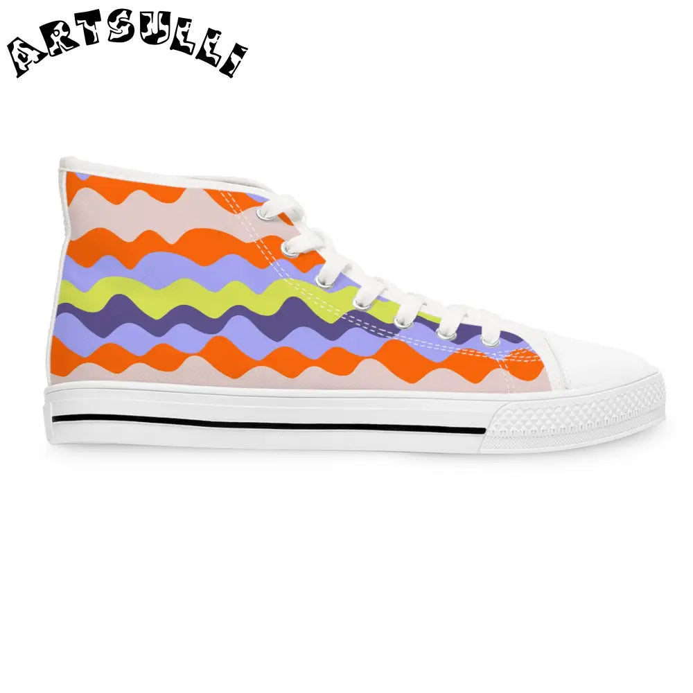 JAKKOUTTHEBXX Waves III Red and Blue Women’s High Top Sneakers