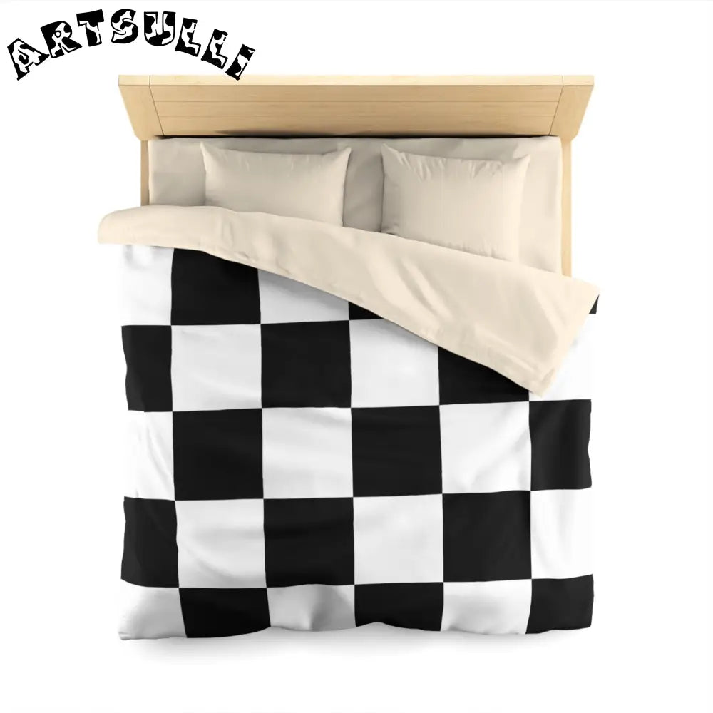 JAKKOUTTHEBXX Checkerboard Black and White Microfiber Duvet Cover