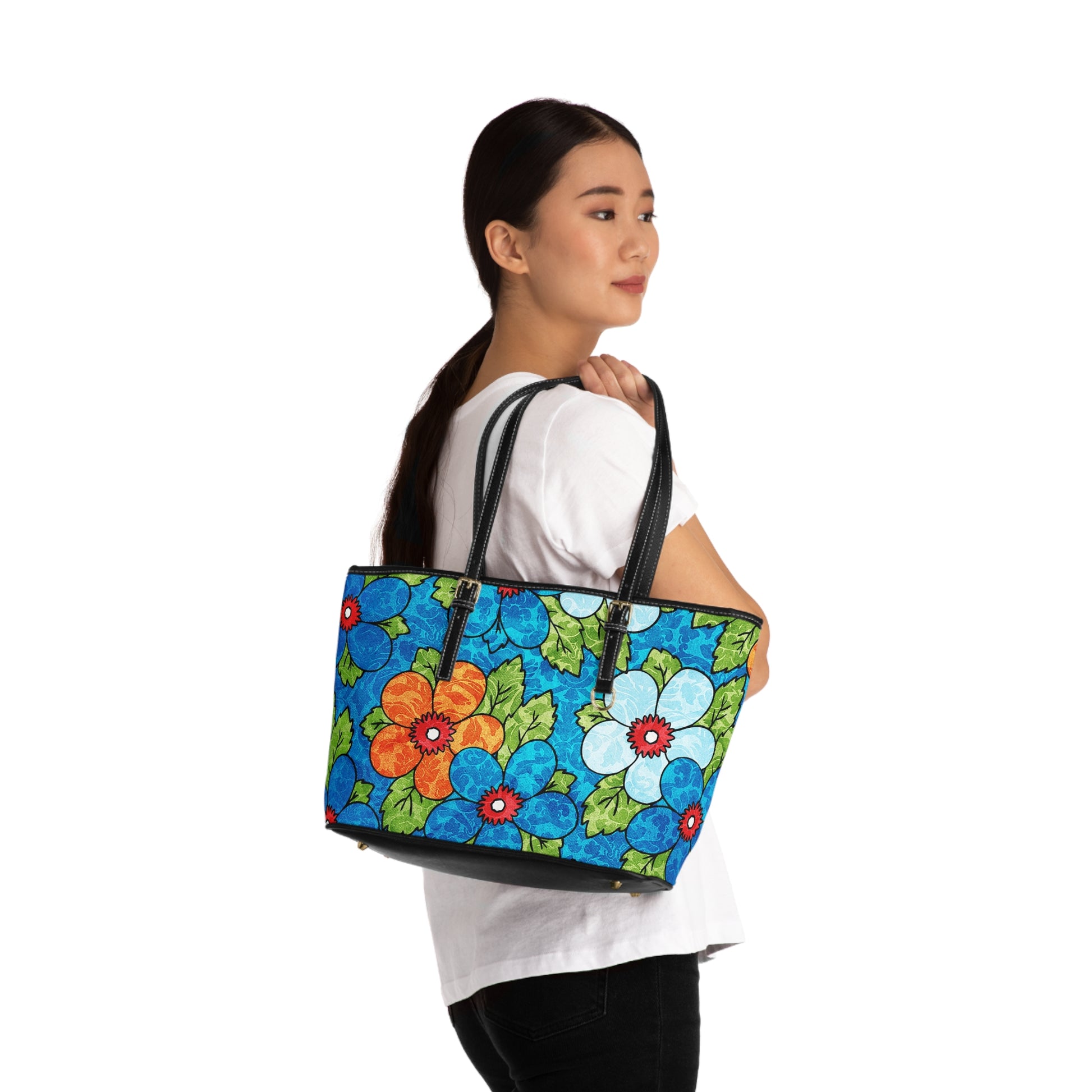 Blue Orange Groovy II PU Leather Shoulder Bag, Artsulli - Art is Long, Life is Short, Bags, , , , , , , 