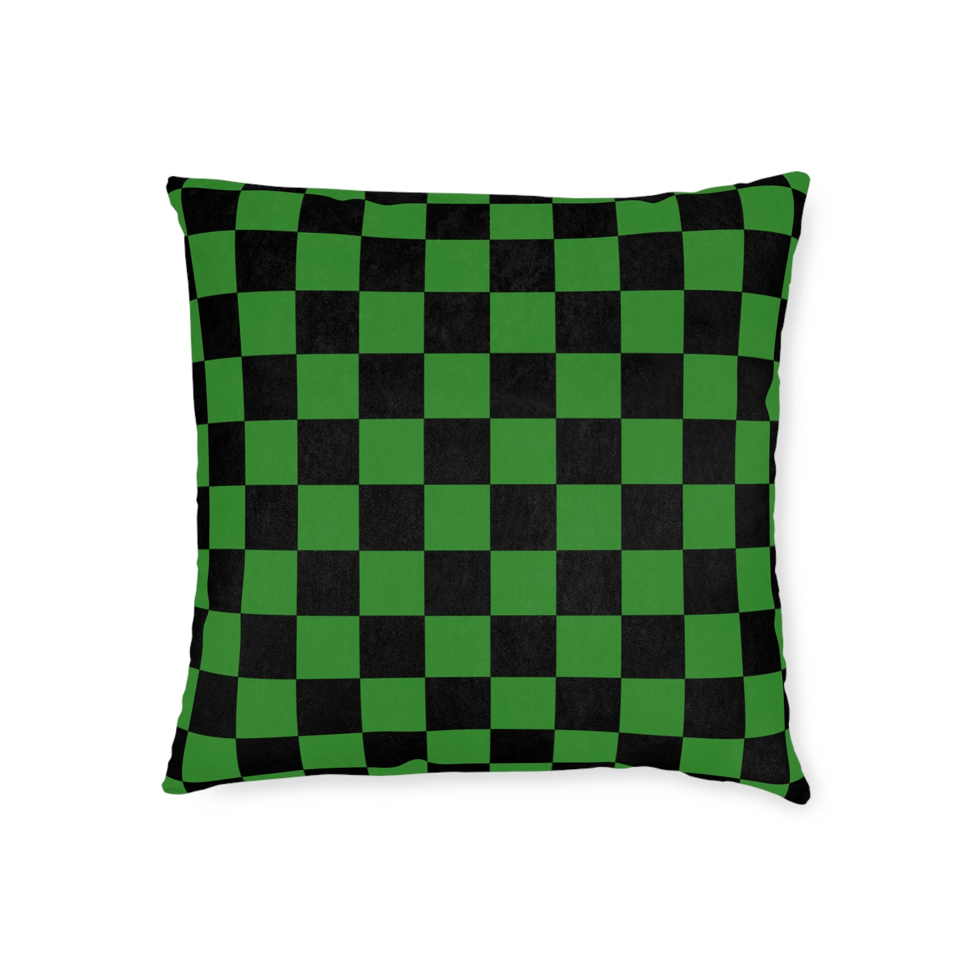 Checkerboard Green and Black Square Pillow, Artsulli - Art is Long, Life is Short, Home Decor, Size, 18" × 18", , , , , 13144675645249718650
