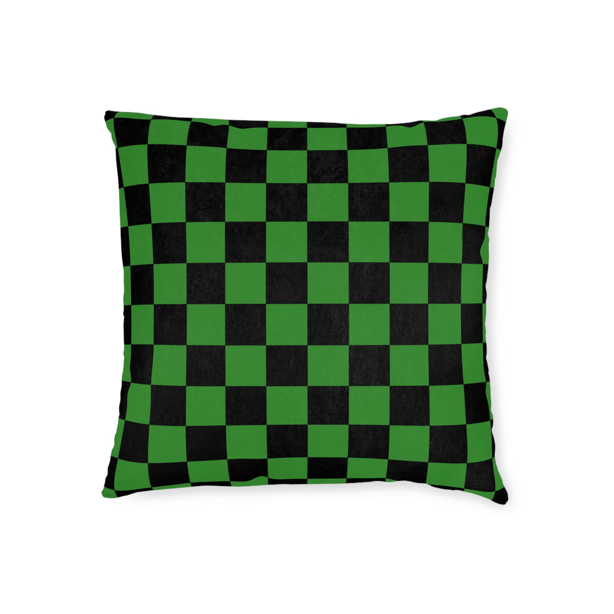 Checkerboard Green and Black Square Pillow, Artsulli - Art is Long, Life is Short, Home Decor, Size, 18" × 18", , , , , 13144675645249718650