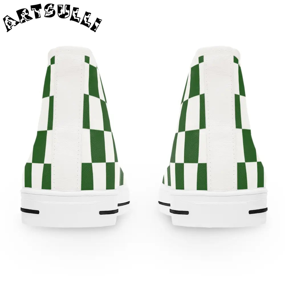 JAKKOUTTHEBXX Checkerboard White and Dark Green Women’s High Top