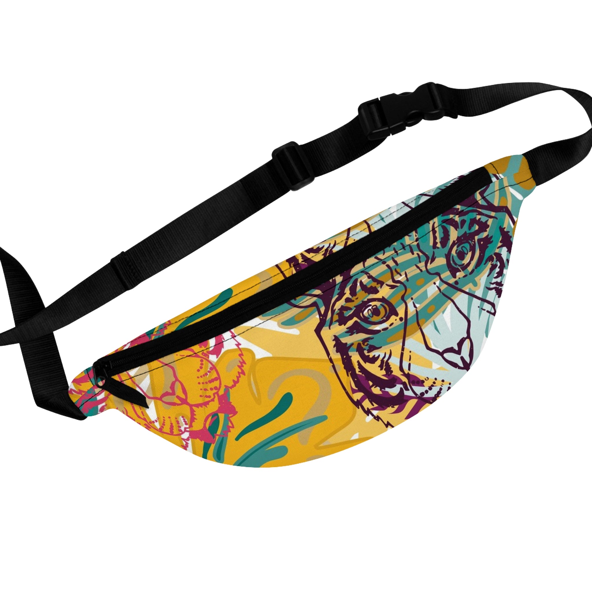 Tropical Jungle Tigers Brown and Green Fanny Pack, Artsulli - Art is Long, Life is Short, Bags, Size, One size, , , , , 14410284885968