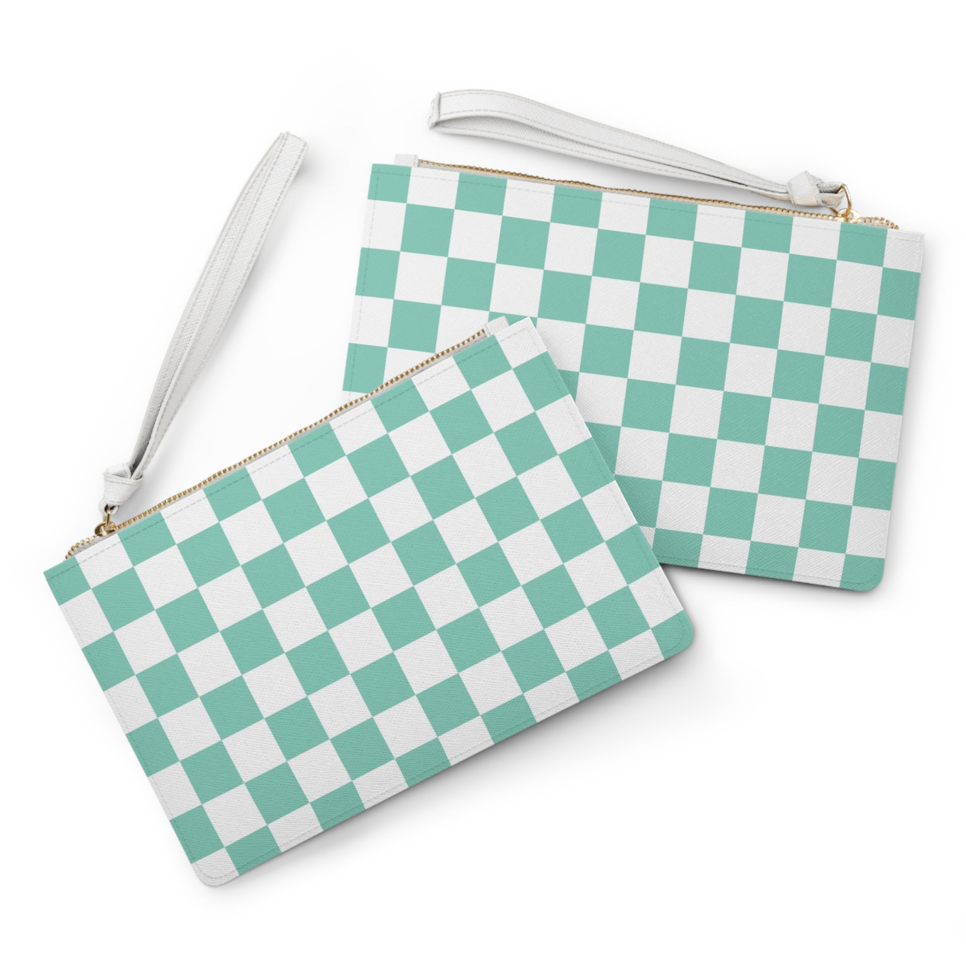 Checkerboard Light Green Clutch Bag, Artsulli - Art is Long, Life is Short, Bags, , , , , , , 