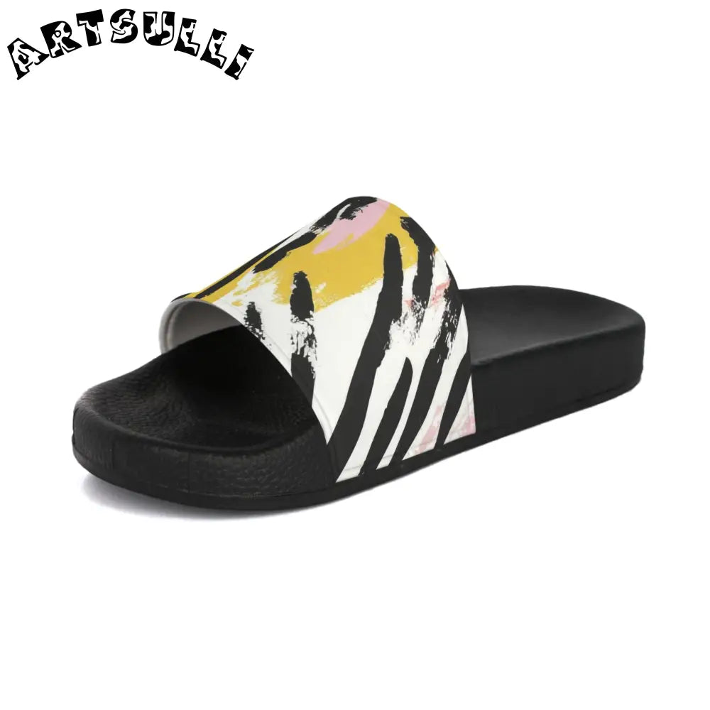 JAKKOUTTHEBXX Zebra Brush Strokes Men’s Slide Sandals JAKKOUTTHEBXX