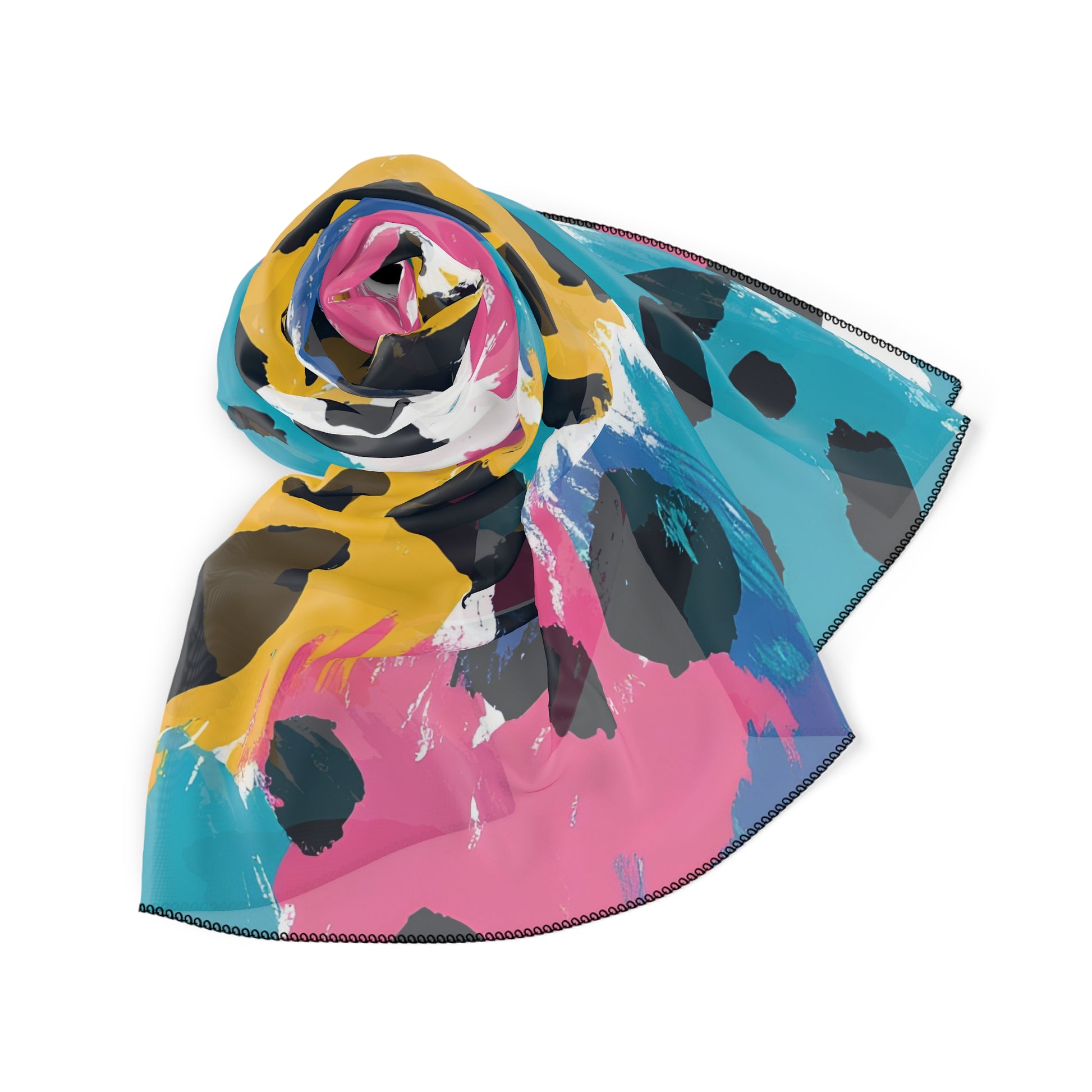 Leopard Print x Paint Brush Strokes Multi-Color Poly Scarf, Artsulli - Art is Long, Life is Short, Accessories, , , , , , , 