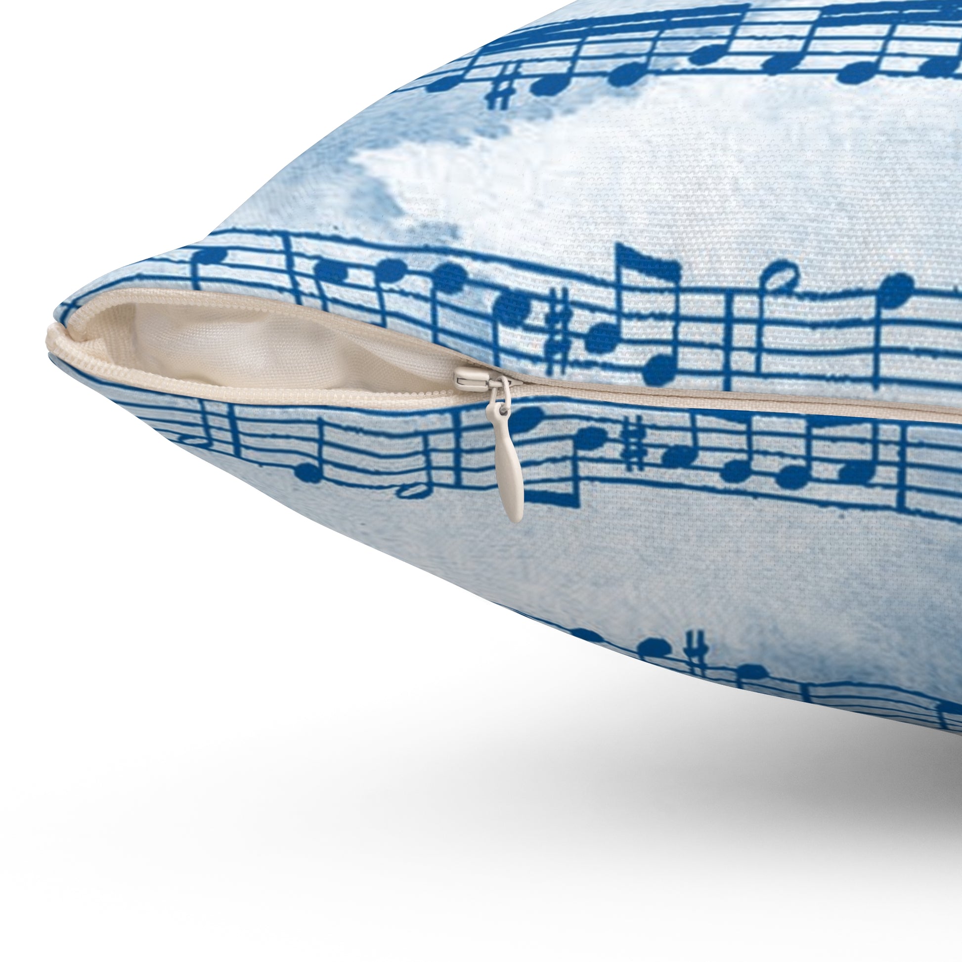Drip Spill Type Beat Sheet Music Blue Spun Polyester Square Pillow, Artsulli - Art is Long, Life is Short, Home Decor, , , , , , , 