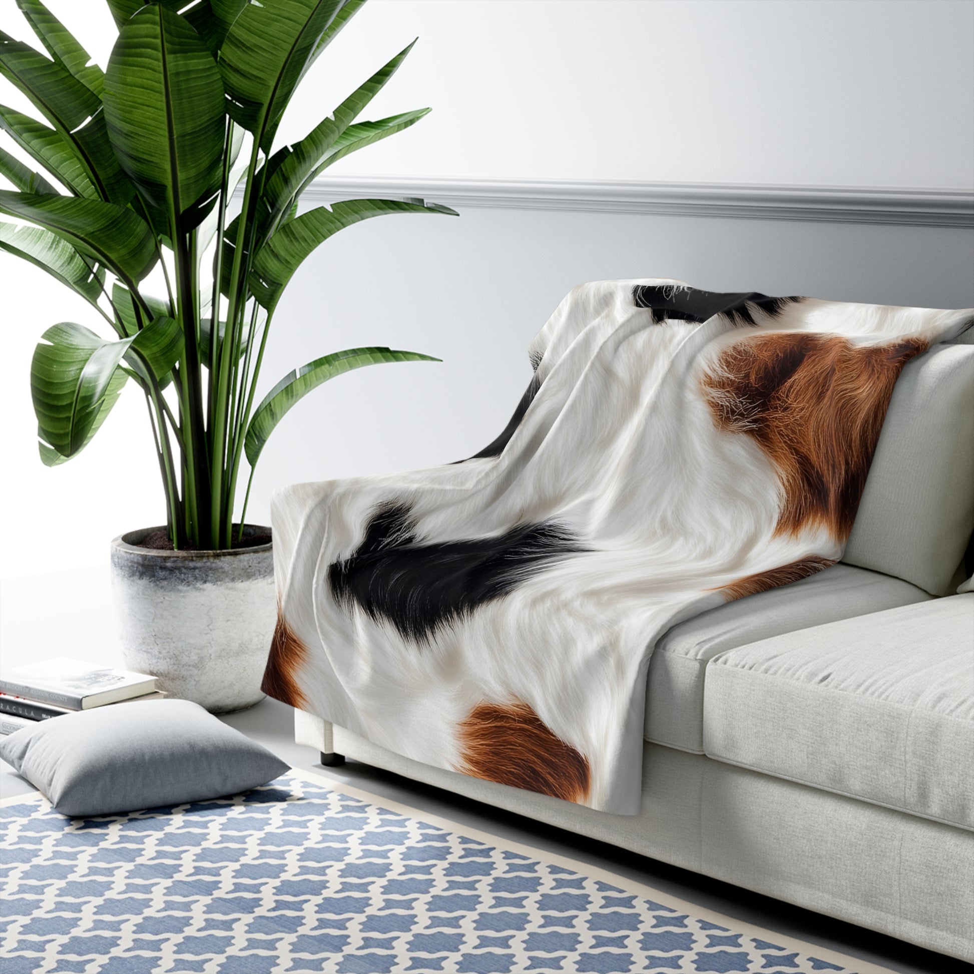 Surreal Cow Skin Sherpa Fleece Blanket, Artsulli - Art is Long, Life is Short, Home Decor, , , , , , , 